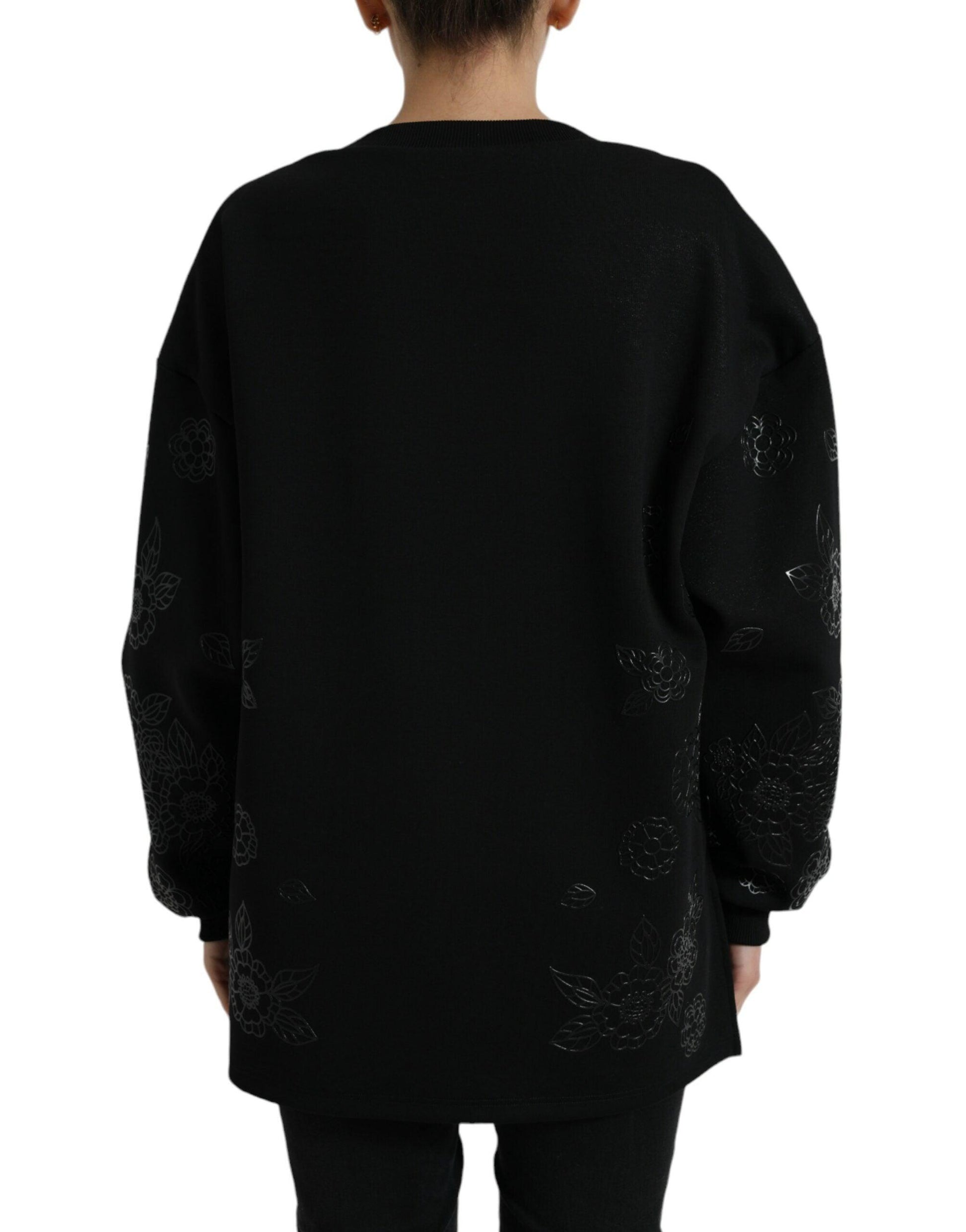 Dolce & Gabbana Elegant Black Floral Applique Sweater - Arichezz.store