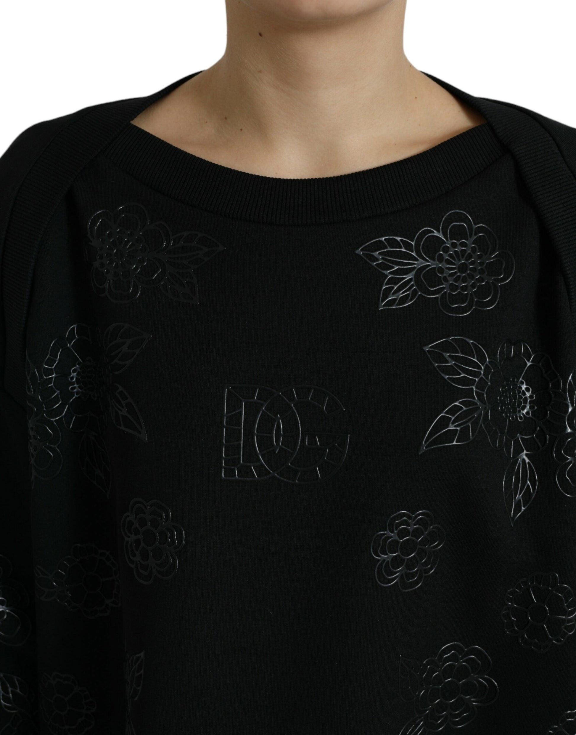 Dolce & Gabbana Elegant Black Floral Applique Sweater - Arichezz.store