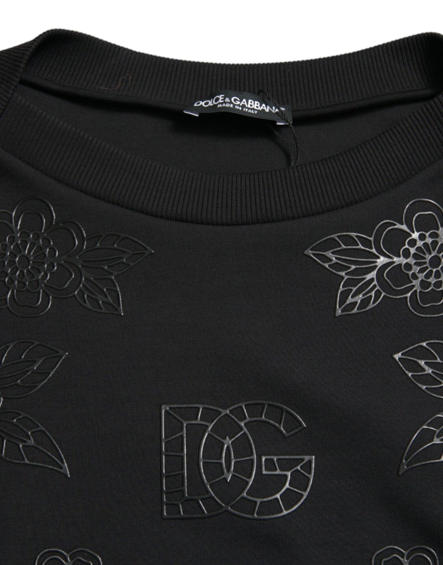 Dolce & Gabbana Elegant Black Floral Applique Sweater - Arichezz.store