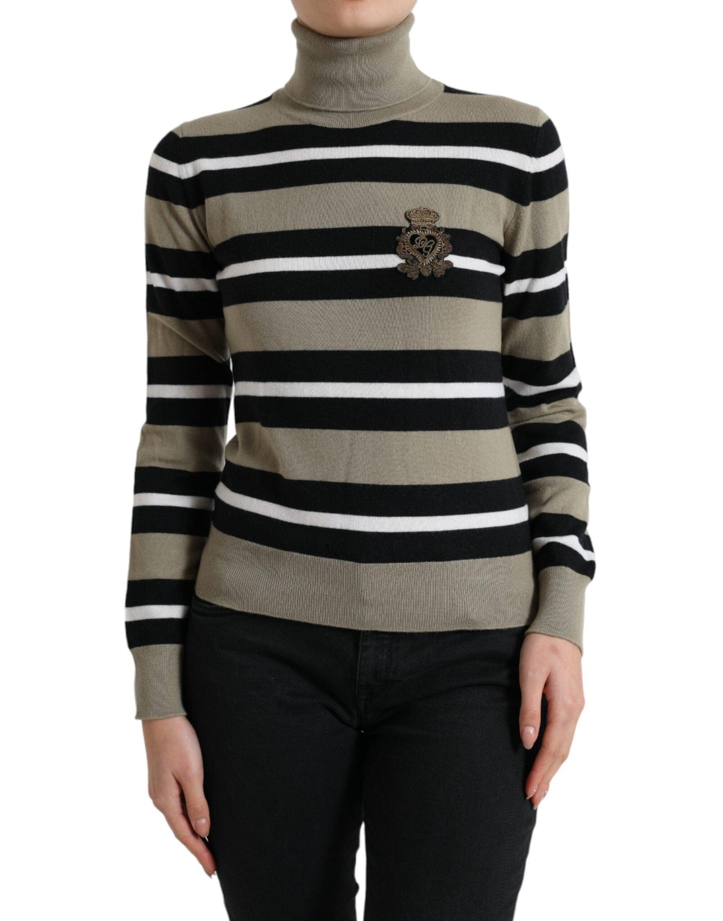 Dolce & Gabbana Multicolor Striped Wool Turtleneck Sweater - Arichezz.store