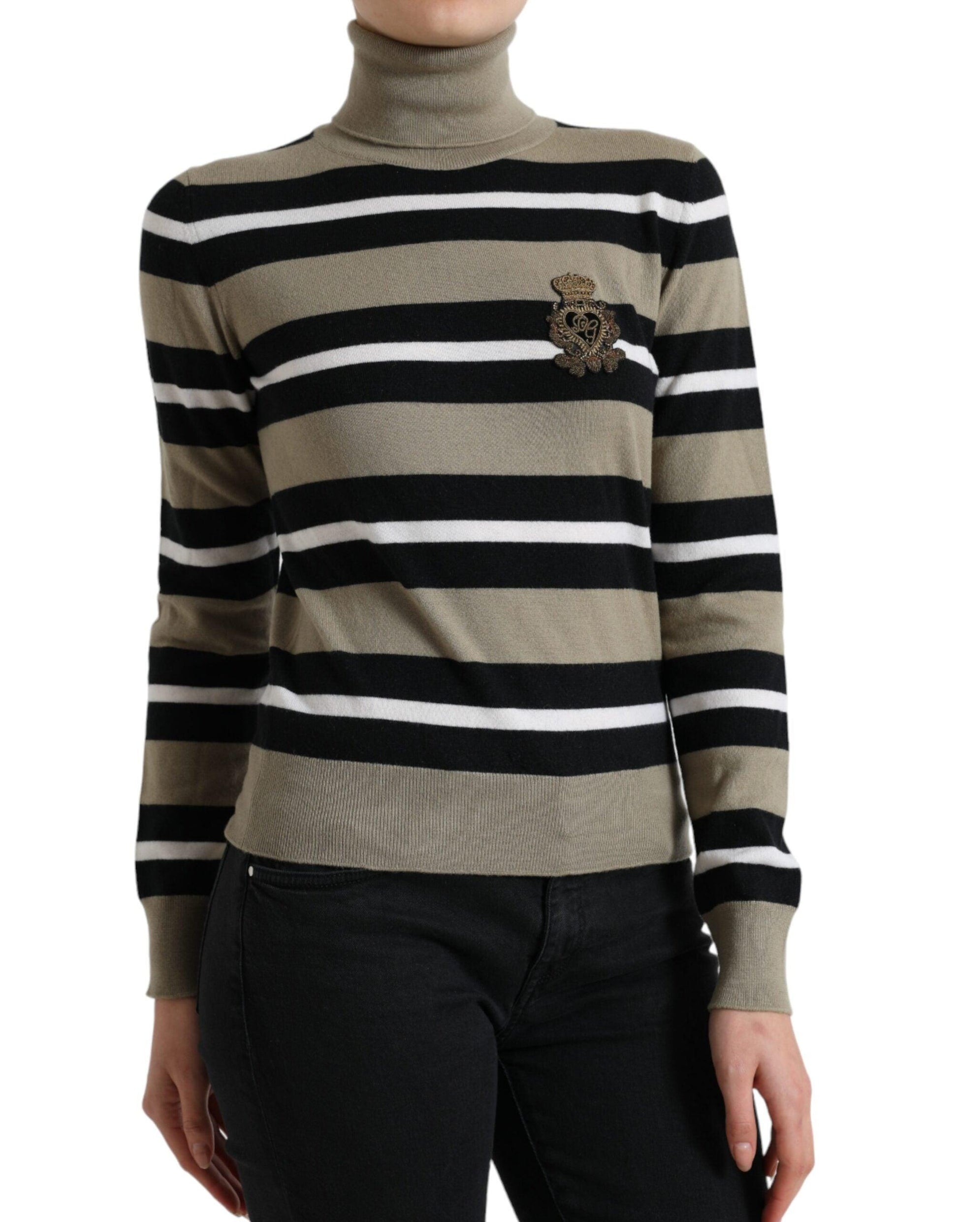 Dolce & Gabbana Multicolor Striped Wool Turtleneck Sweater - Arichezz.store