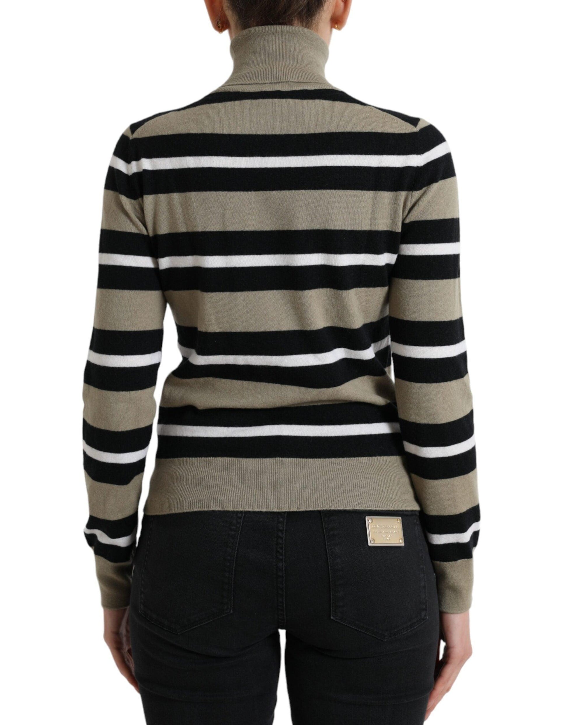 Dolce & Gabbana Multicolor Striped Wool Turtleneck Sweater - Arichezz.store