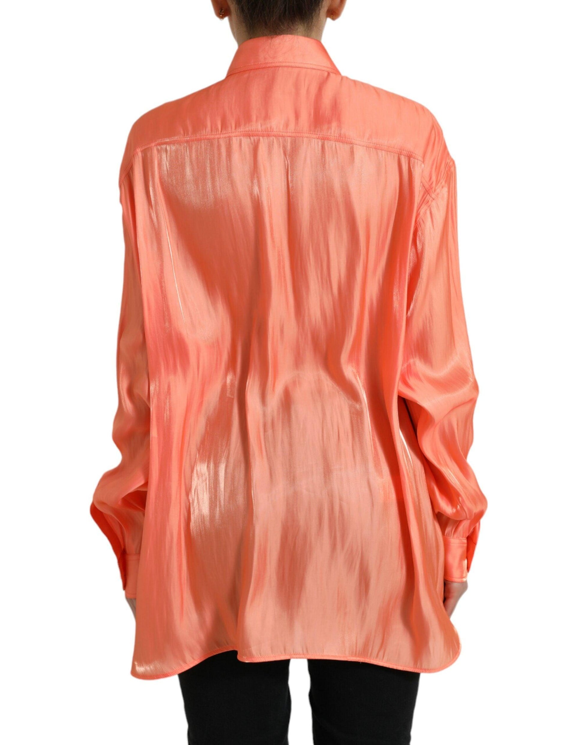 Dolce & Gabbana Elegant Coral Long Sleeve Polo Top - Arichezz.store