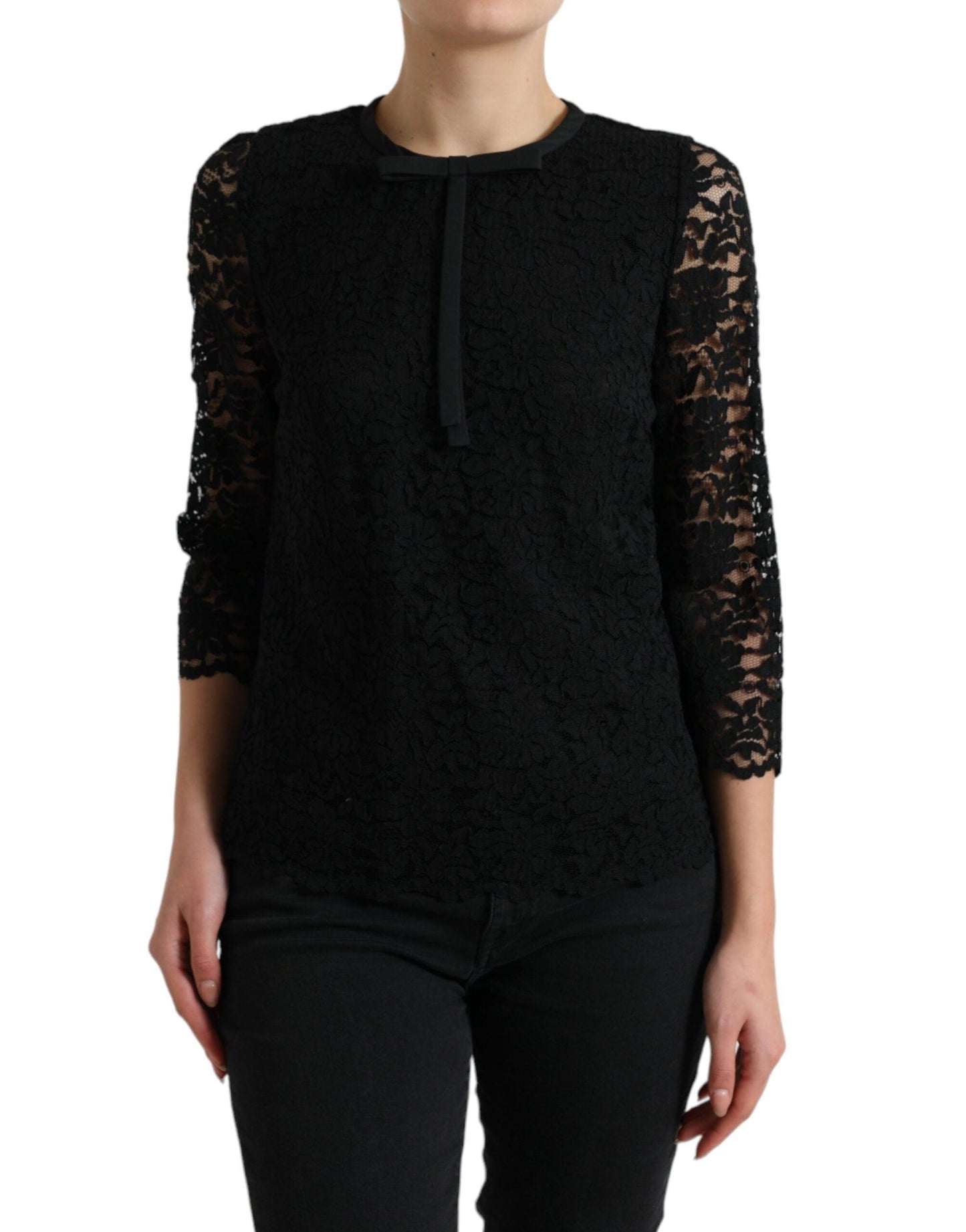 Dolce & Gabbana Elegant Floral Lace Long Sleeve Top - Arichezz.store