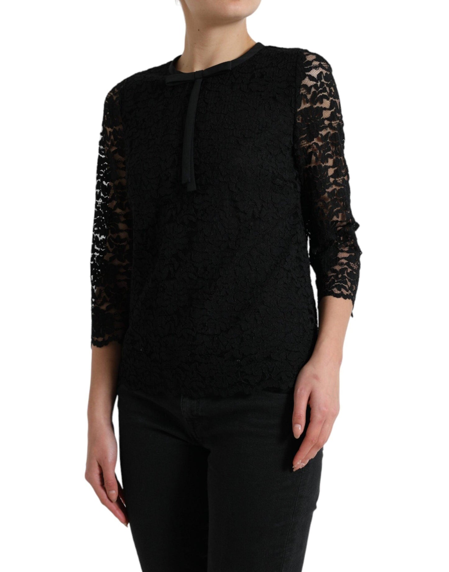 Dolce & Gabbana Elegant Floral Lace Long Sleeve Top - Arichezz.store