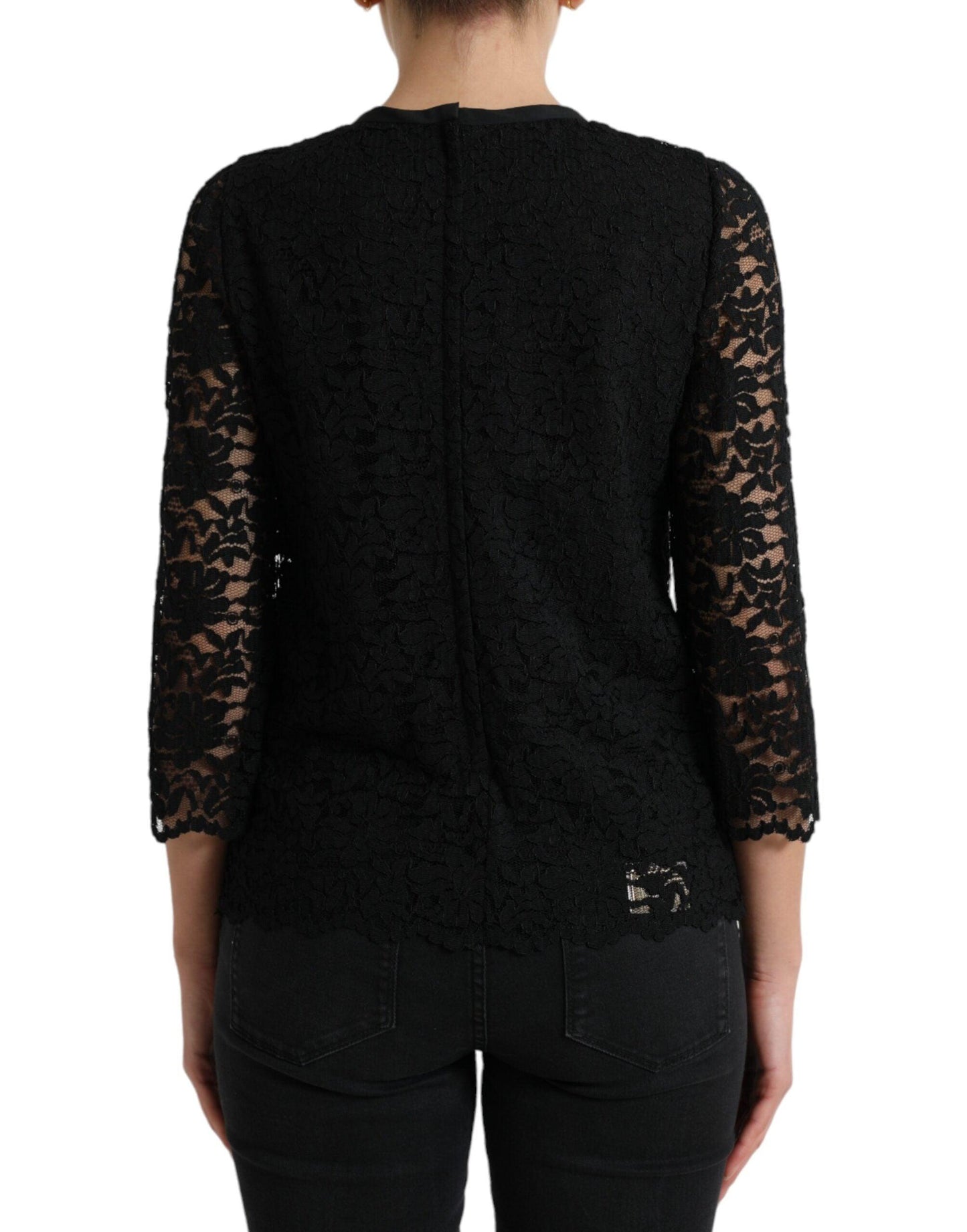 Dolce & Gabbana Elegant Floral Lace Long Sleeve Top - Arichezz.store