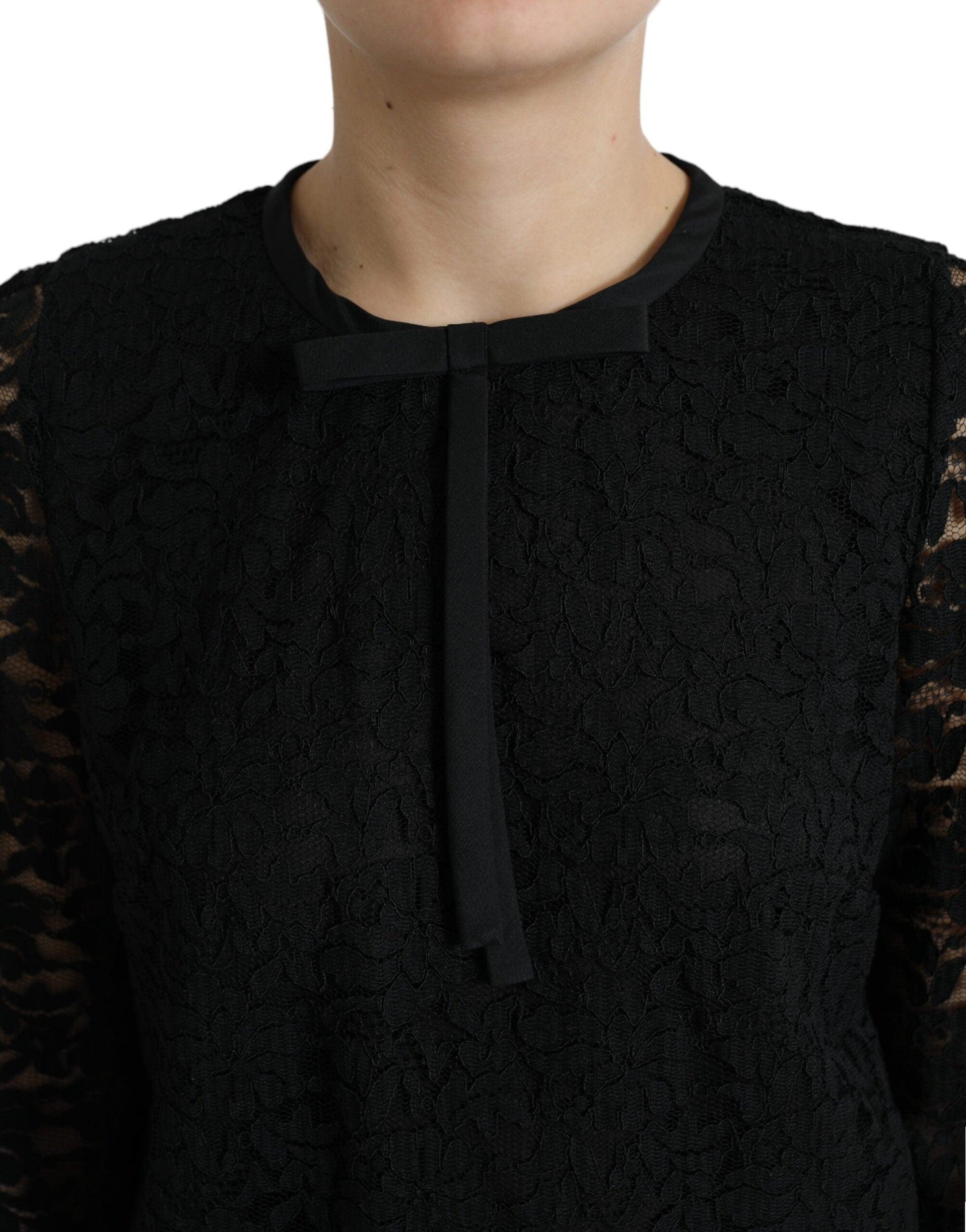 Dolce & Gabbana Elegant Floral Lace Long Sleeve Top - Arichezz.store