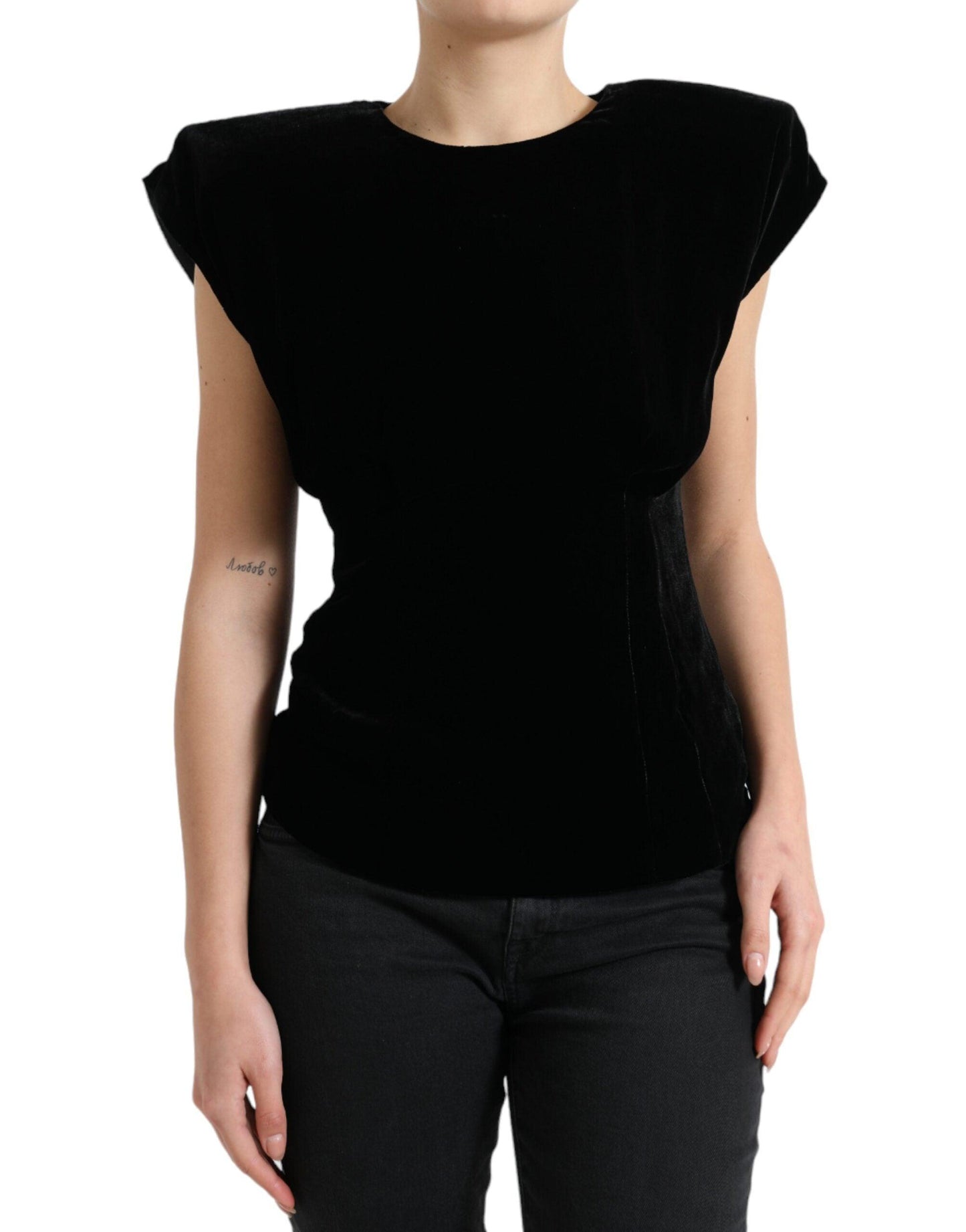 Dolce & Gabbana Velvet Exaggerated Shoulder Top - Arichezz.store