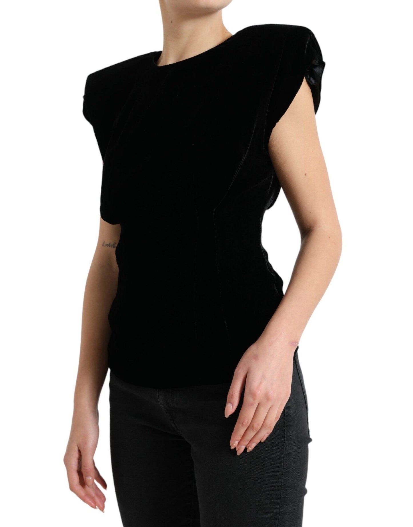 Dolce & Gabbana Velvet Exaggerated Shoulder Top - Arichezz.store