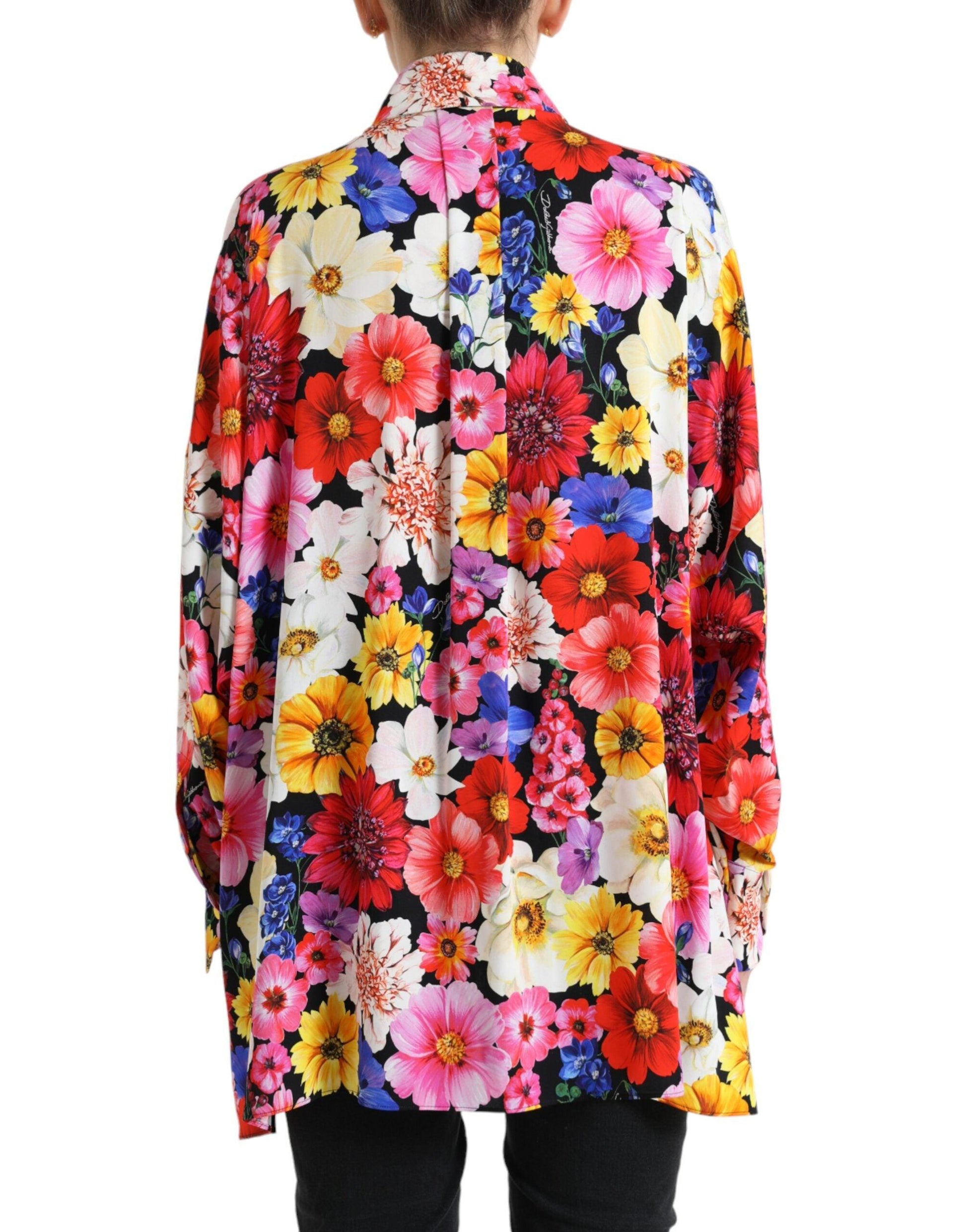 Dolce & Gabbana Floral Silk Blouse with Front Tie Fastening - Arichezz.store