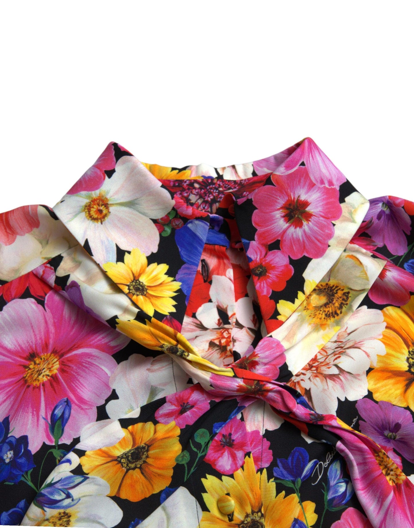 Dolce & Gabbana Floral Silk Blouse with Front Tie Fastening - Arichezz.store