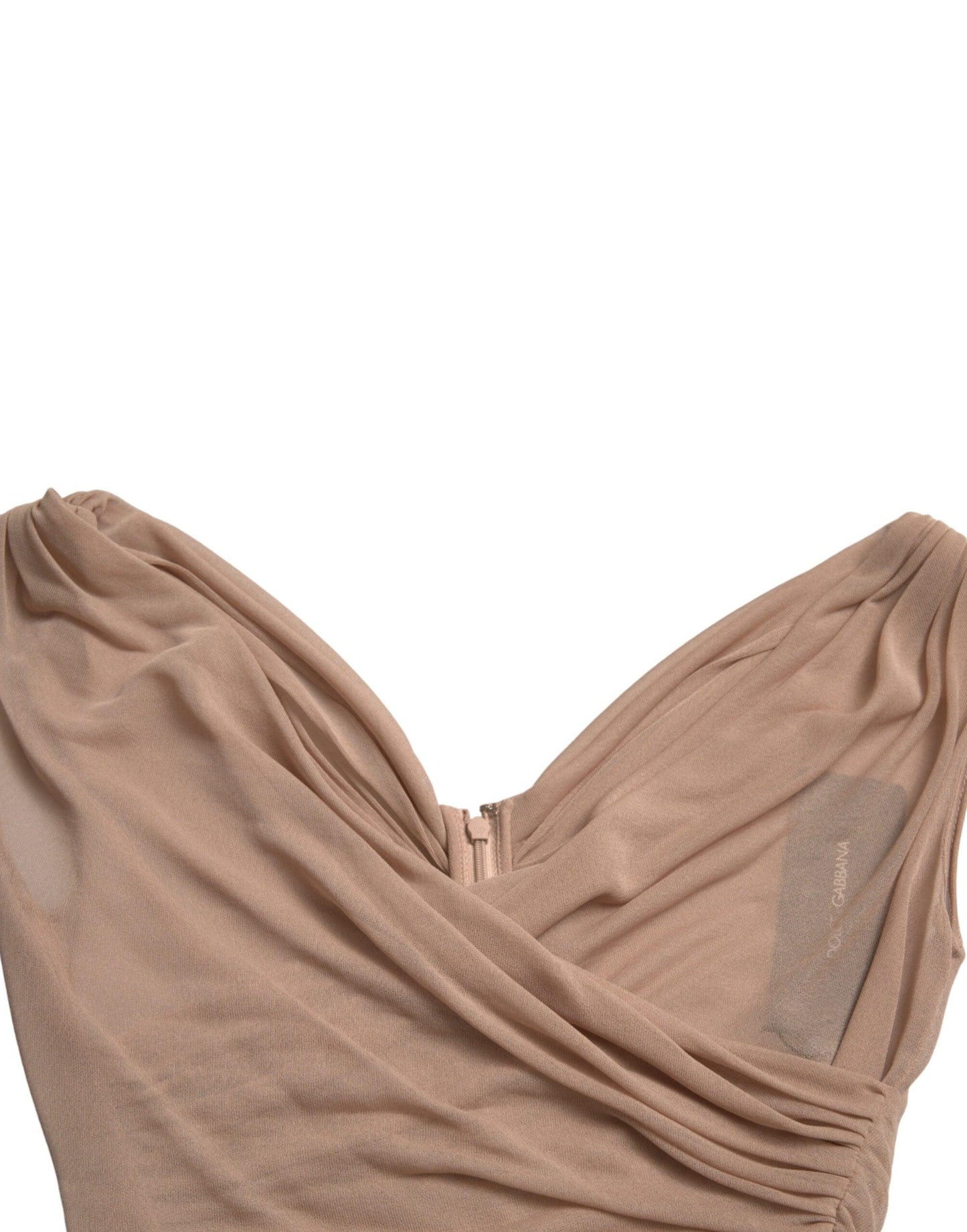 Dolce & Gabbana Elegant Beige V-Neck Sleeveless Sheer Tank Top - Arichezz.store