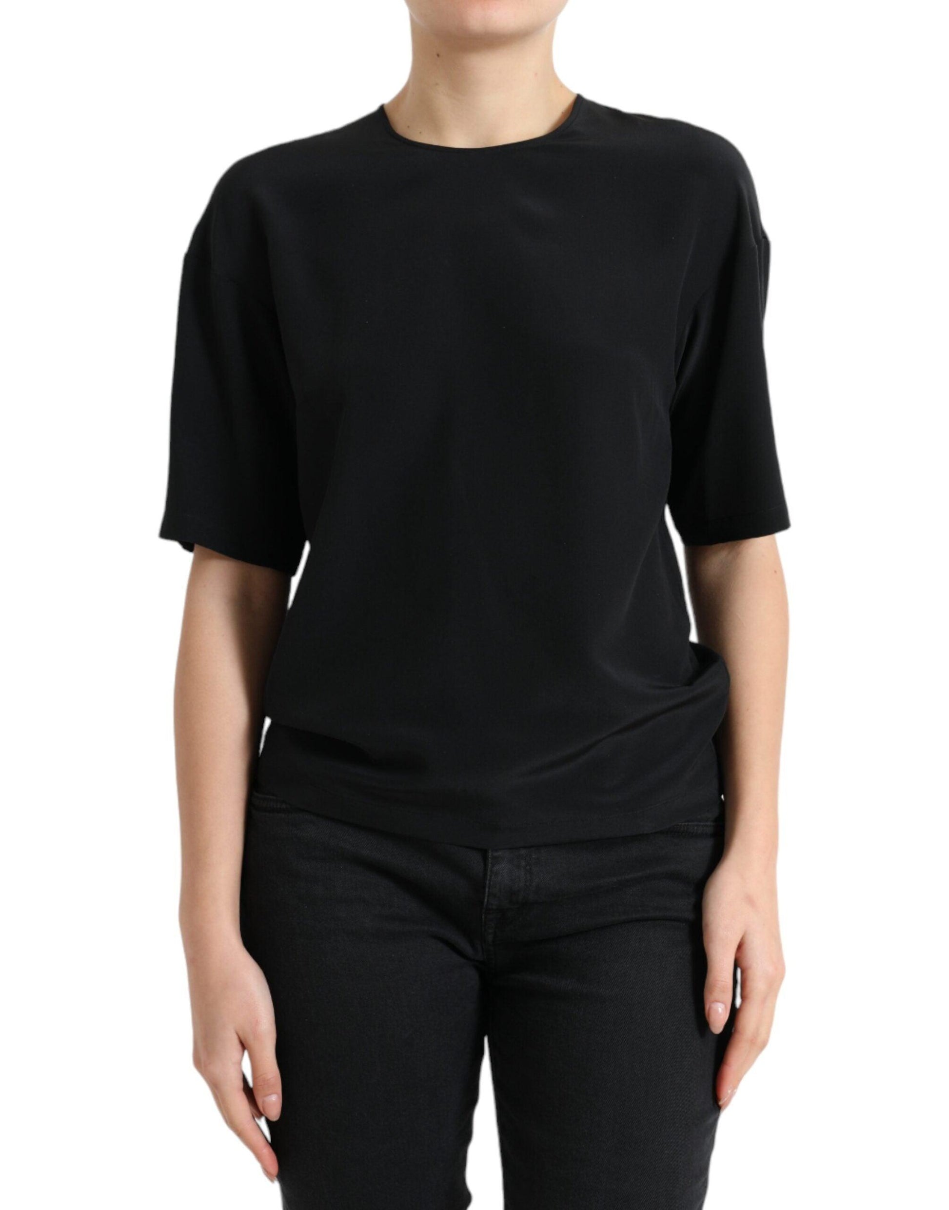 Dolce & Gabbana Elegant Silk Blend Round Neck Blouse - Arichezz.store