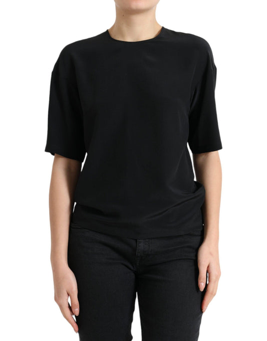 Dolce & Gabbana Elegant Silk Blend Round Neck Blouse - Arichezz.store