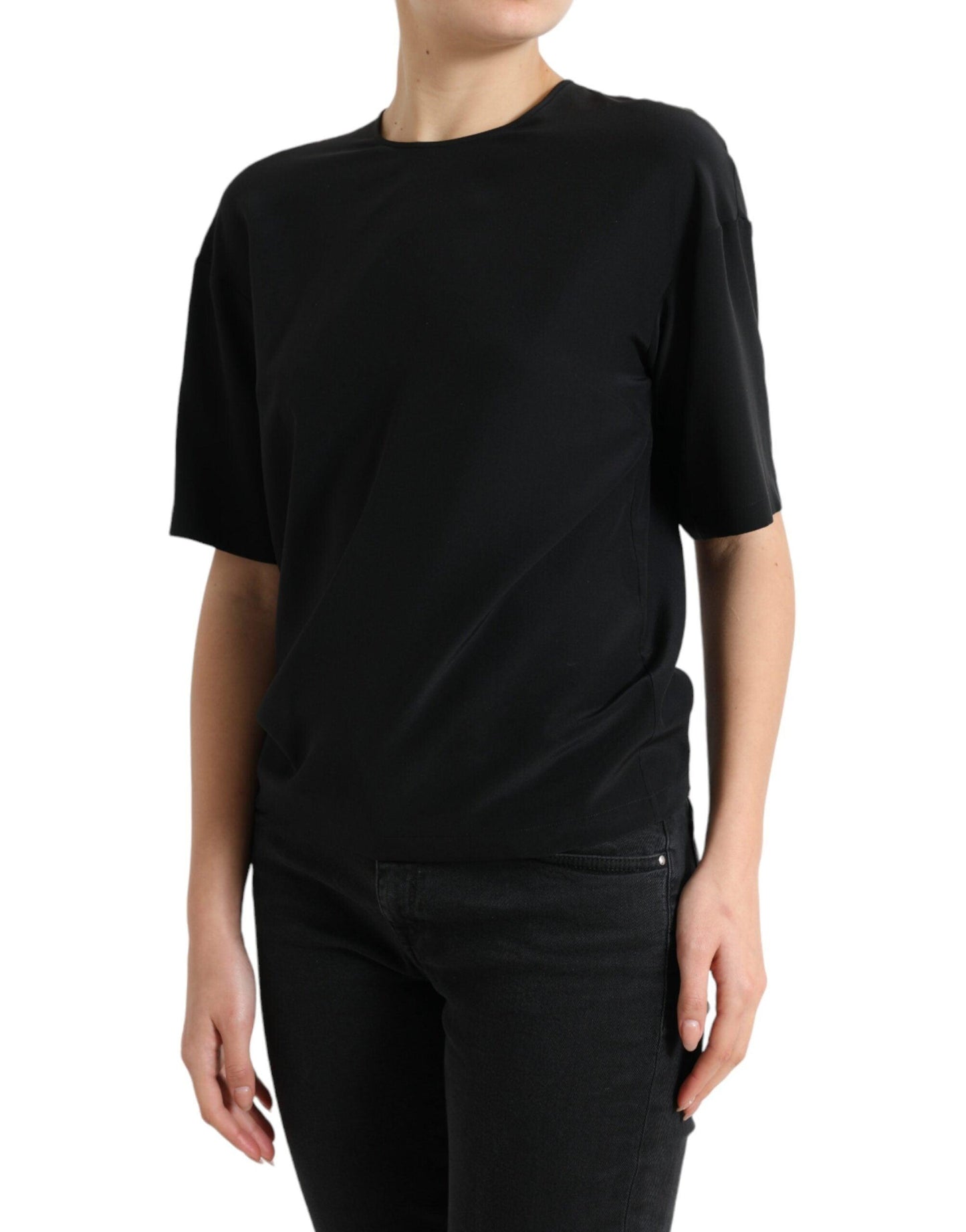 Dolce & Gabbana Elegant Silk Blend Round Neck Blouse - Arichezz.store