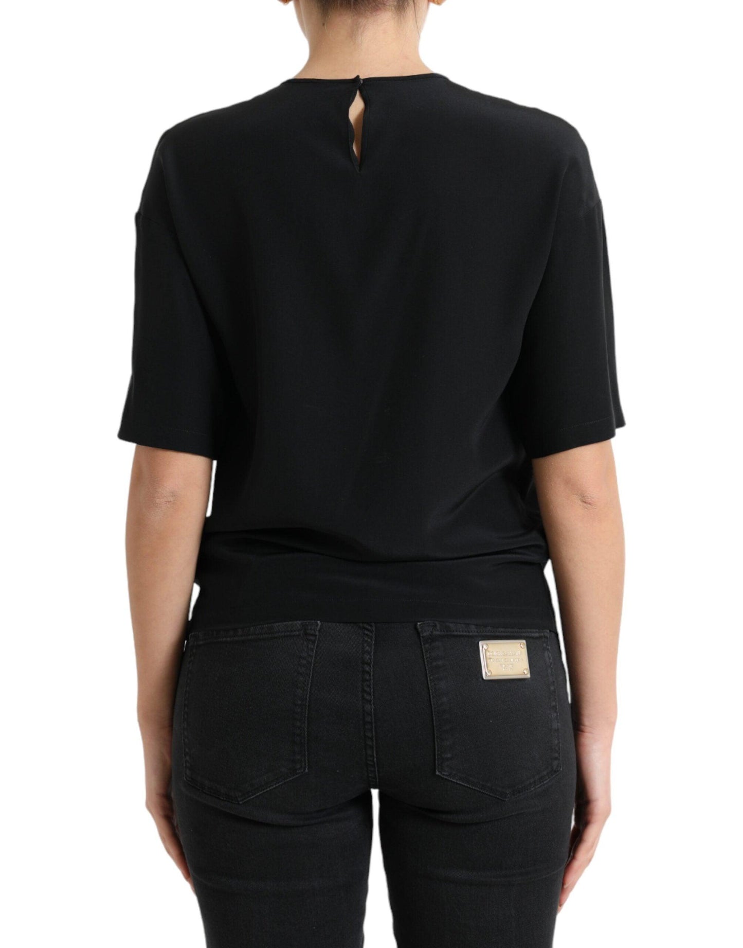 Dolce & Gabbana Elegant Silk Blend Round Neck Blouse - Arichezz.store