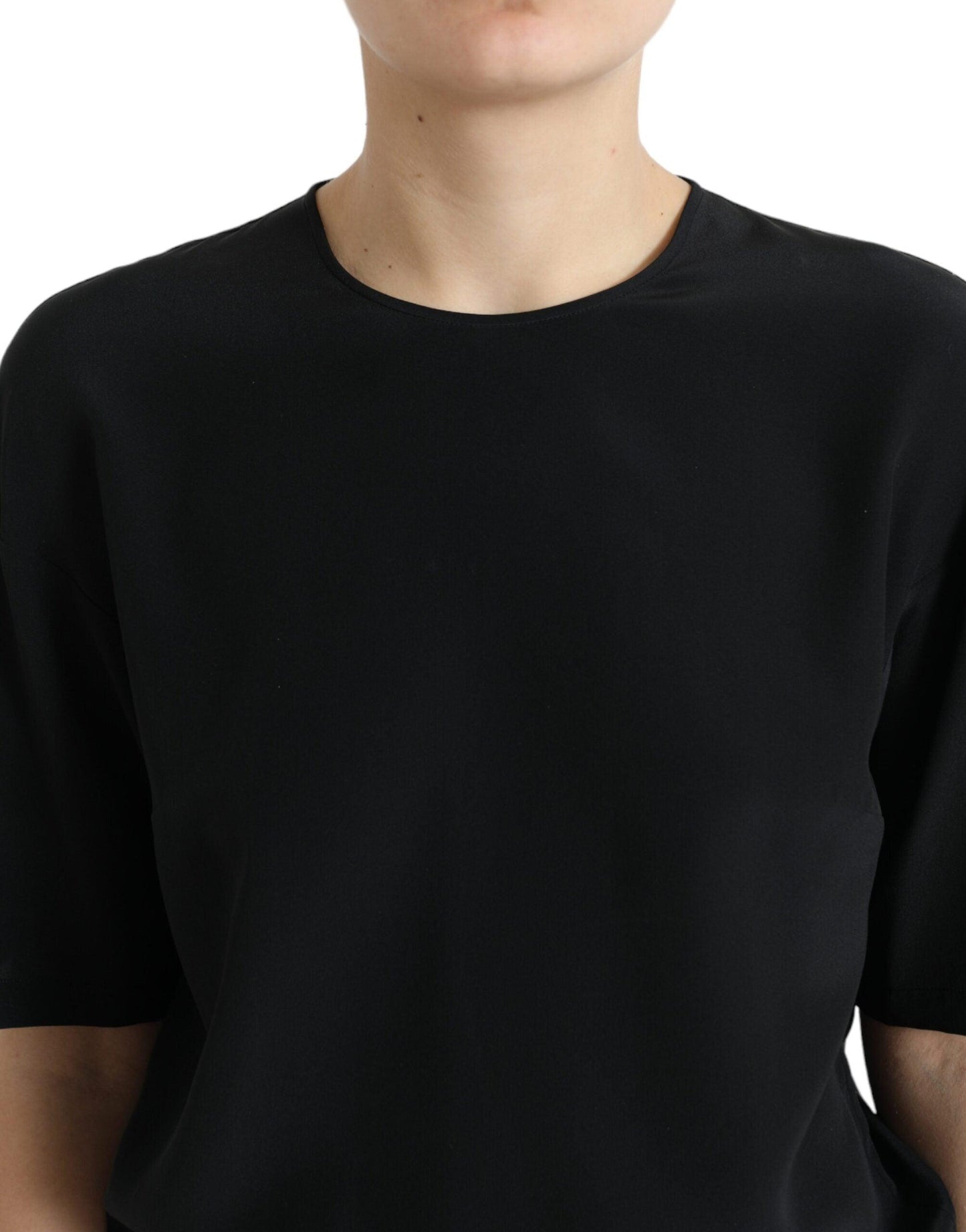 Dolce & Gabbana Elegant Silk Blend Round Neck Blouse - Arichezz.store