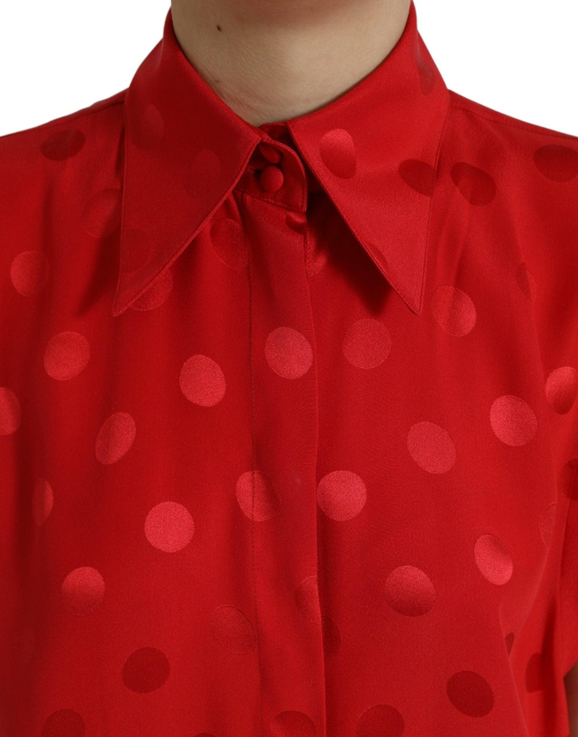 Dolce & Gabbana Elegant Polka Dot Sleeveless Silk Blouse - Arichezz.store