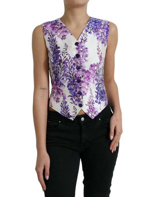 Dolce & Gabbana Floral Print Silk Blend Waistcoat - Arichezz.store