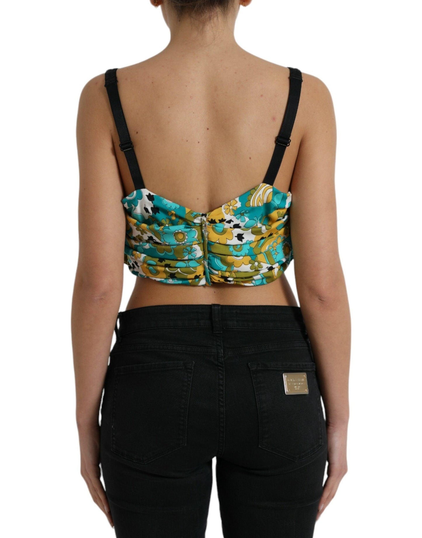 Dolce & Gabbana Elegant Floral Silk Blend Cropped Tank Top - Arichezz.store