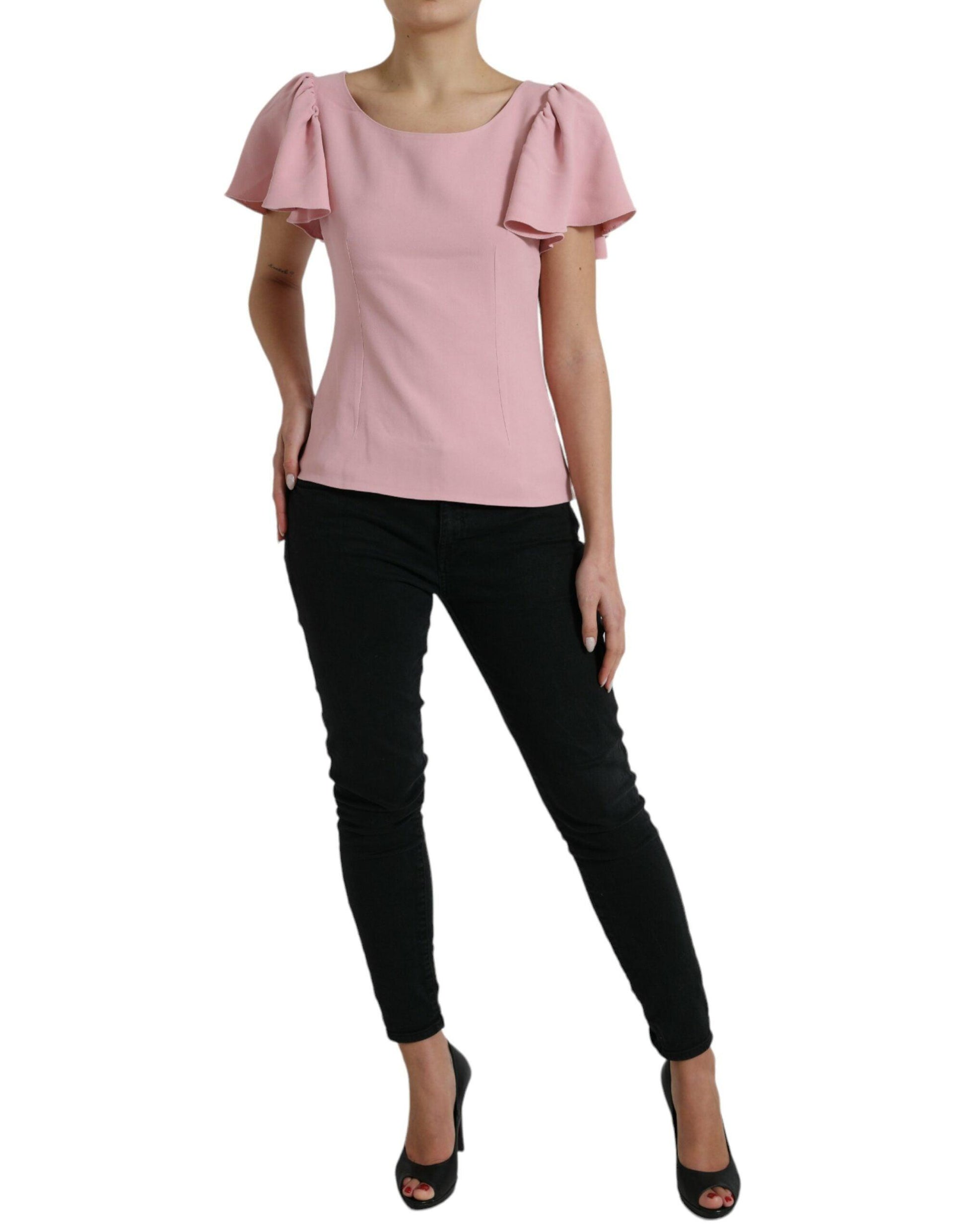 Dolce & Gabbana Chic Pink Bell Sleeve Top - Arichezz.store