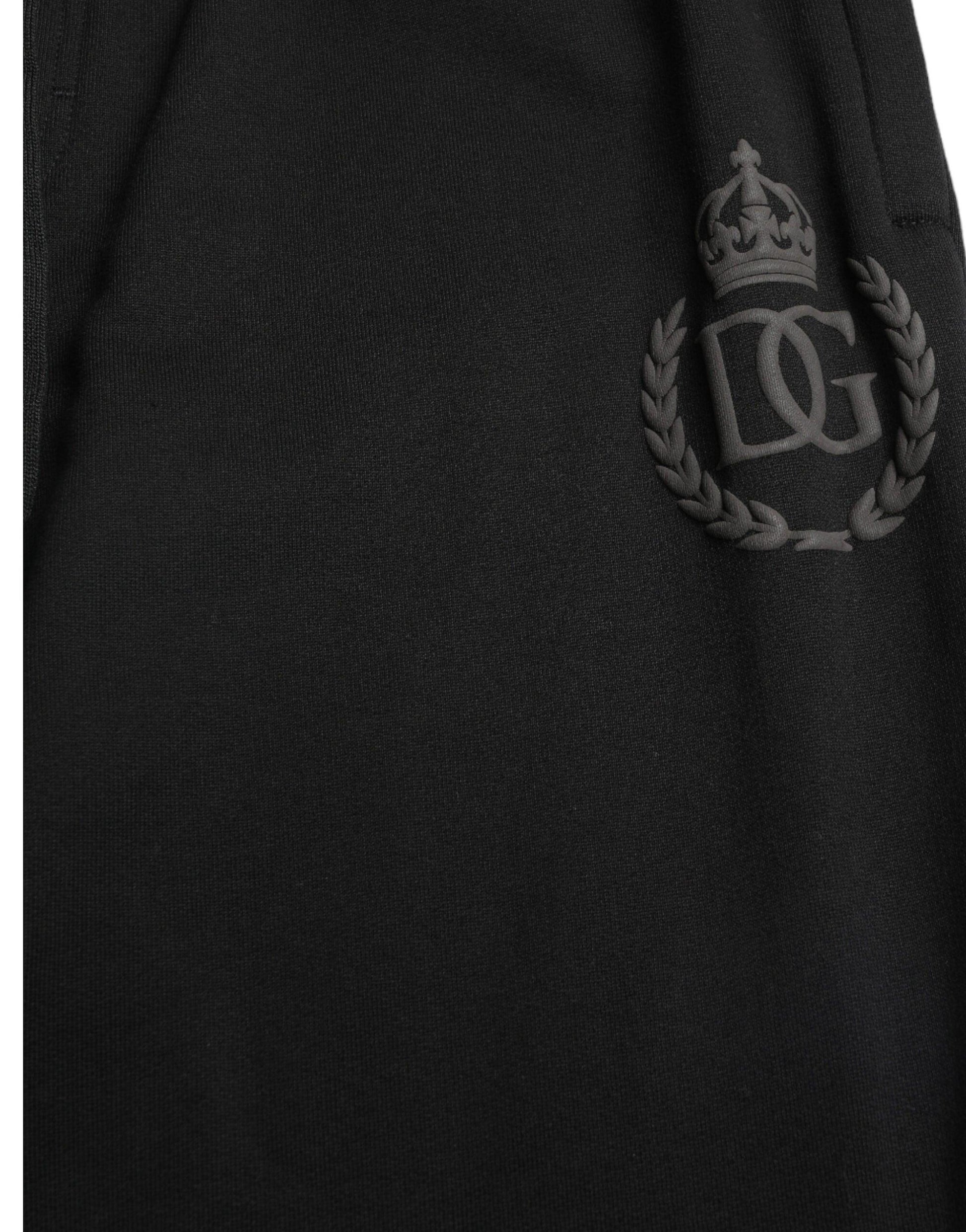 Dolce & Gabbana Elegant Black Cotton Joggers with Logo Embroidery - Arichezz.store