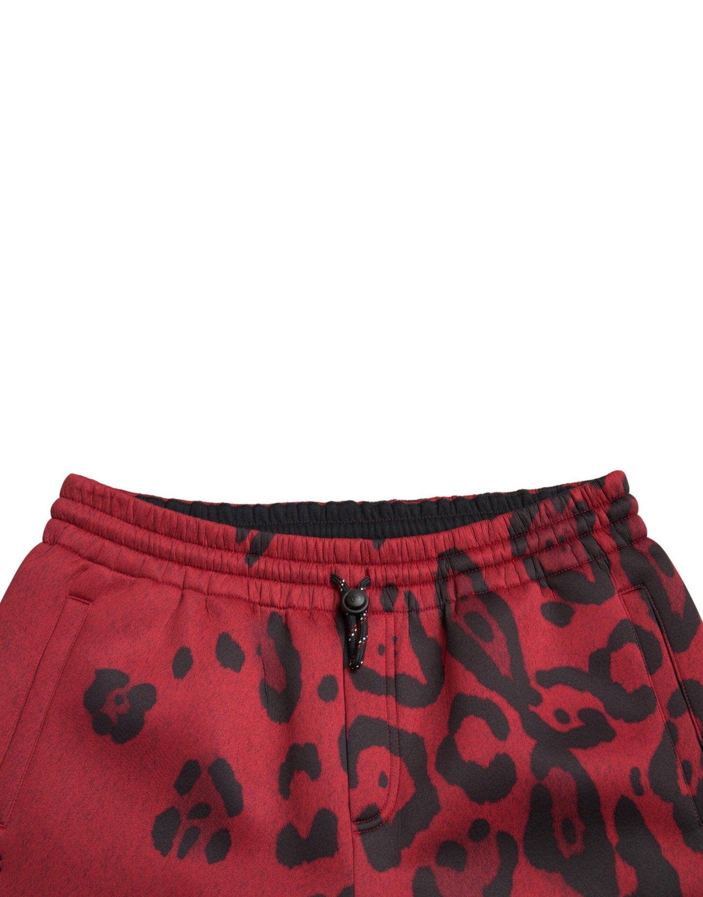 Dolce & Gabbana Elegant Leopard Print Joggers in Red and Black - Arichezz.store