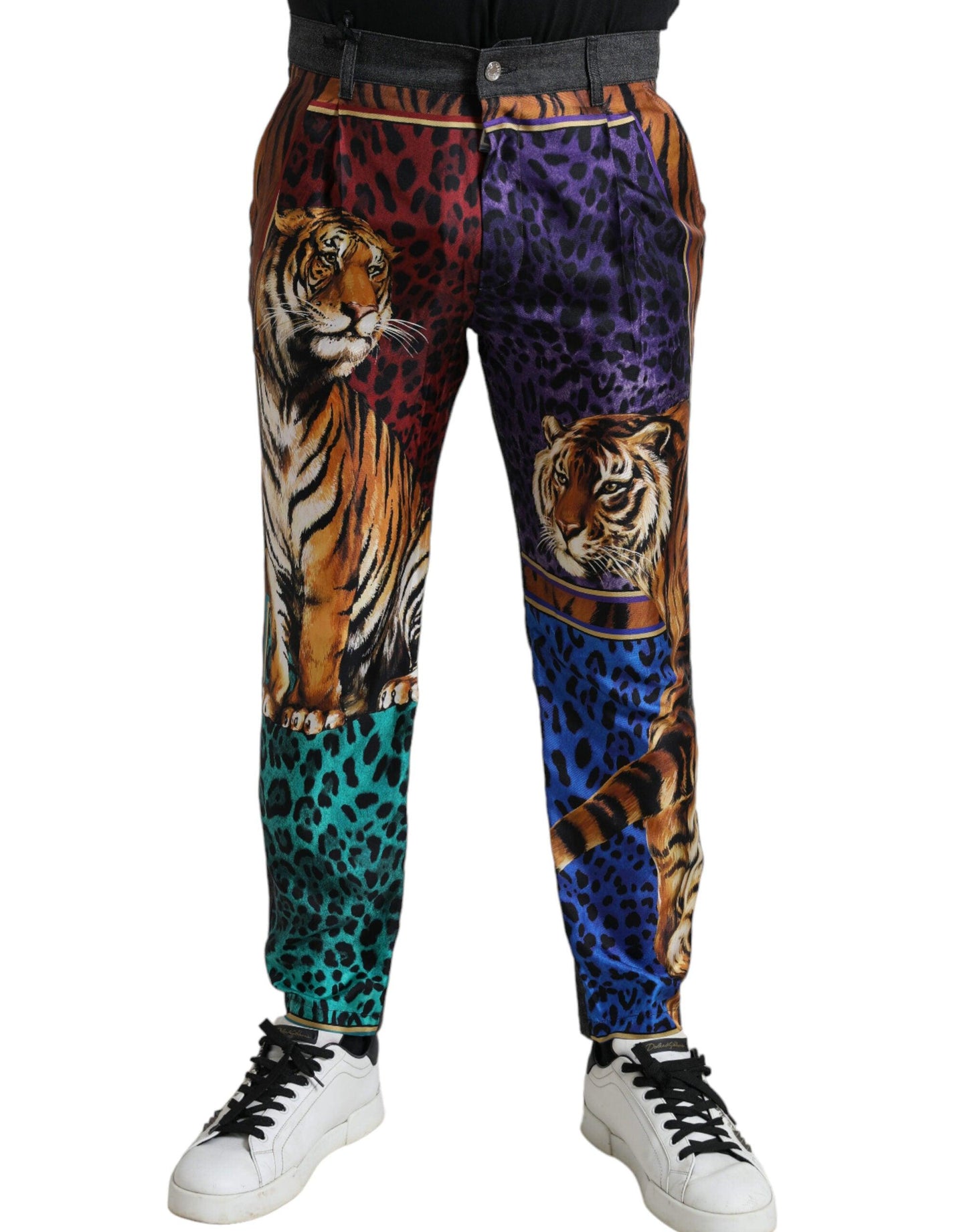 Dolce & Gabbana Multicolor Tiger Print Loose Denim Jeans - Arichezz.store