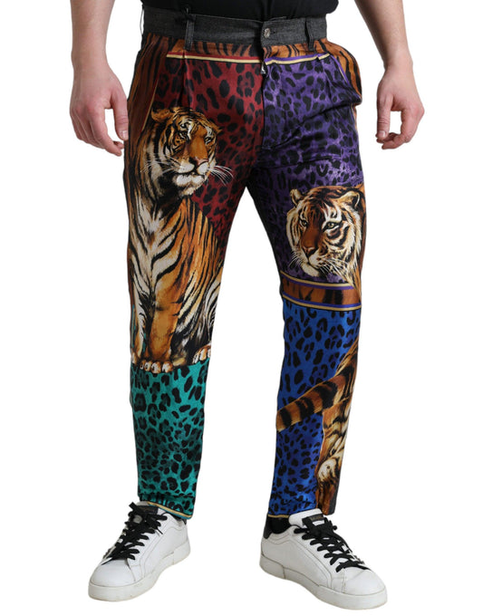 Dolce & Gabbana Multicolor Tiger Print Loose Denim Jeans - Arichezz.store