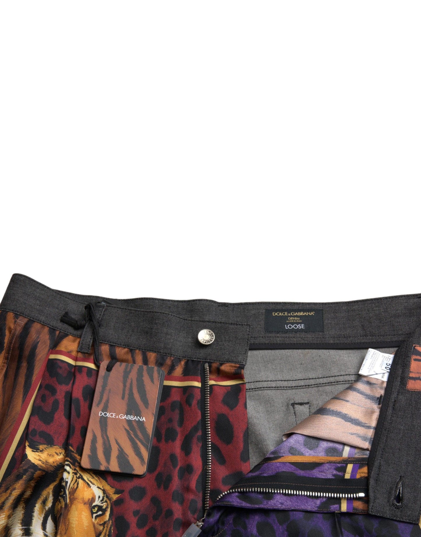 Dolce & Gabbana Multicolor Tiger Print Loose Denim Jeans - Arichezz.store