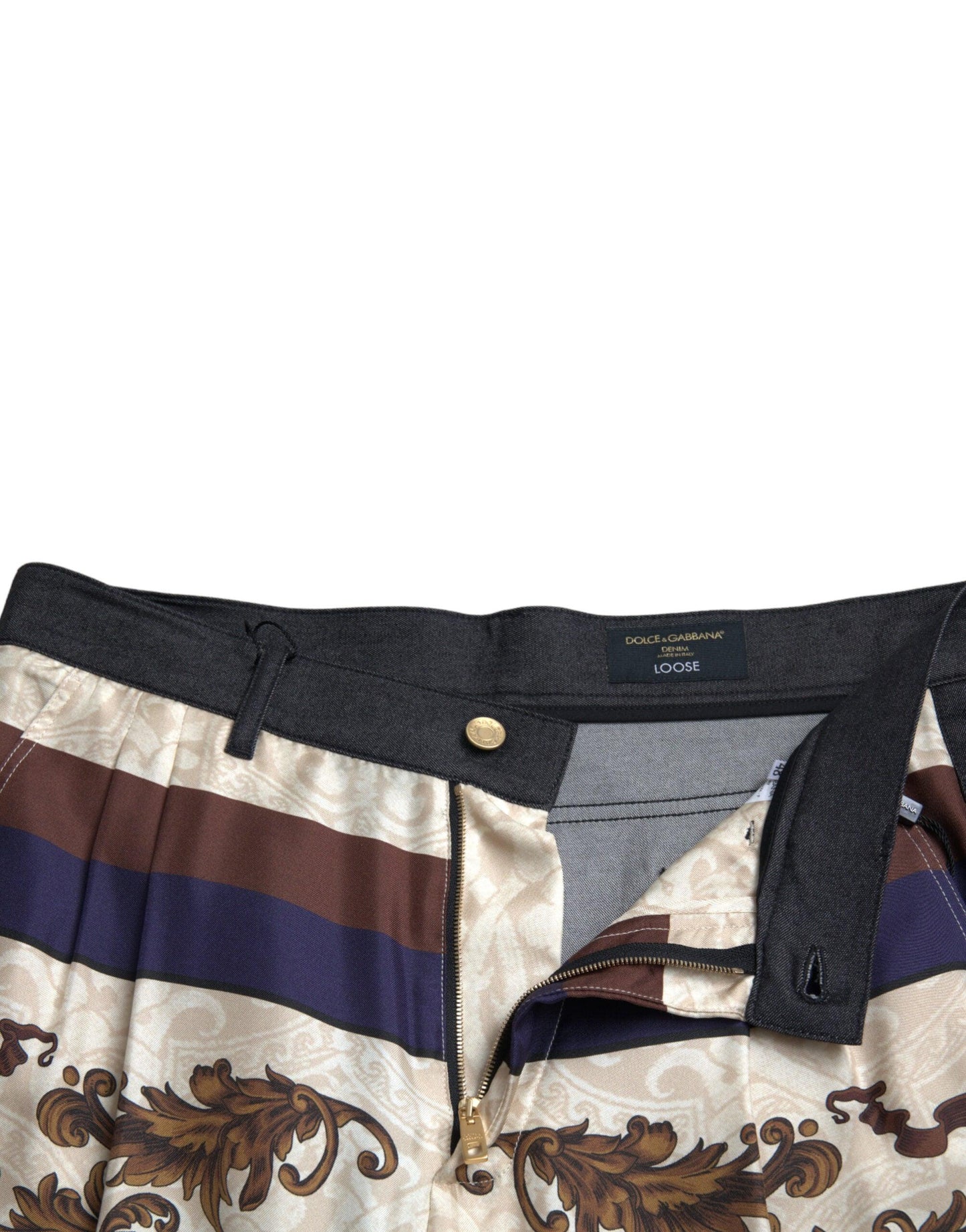 Dolce & Gabbana Elegant Silk Skinny Pants with Heraldic Print - Arichezz.store