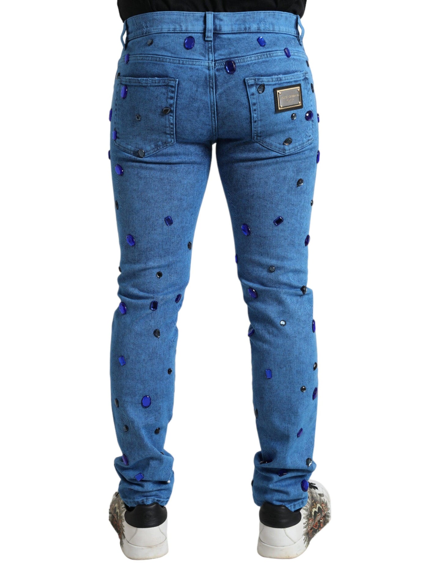 Dolce & Gabbana Crystal Embellished Skinny Denim Jeans - Arichezz.store