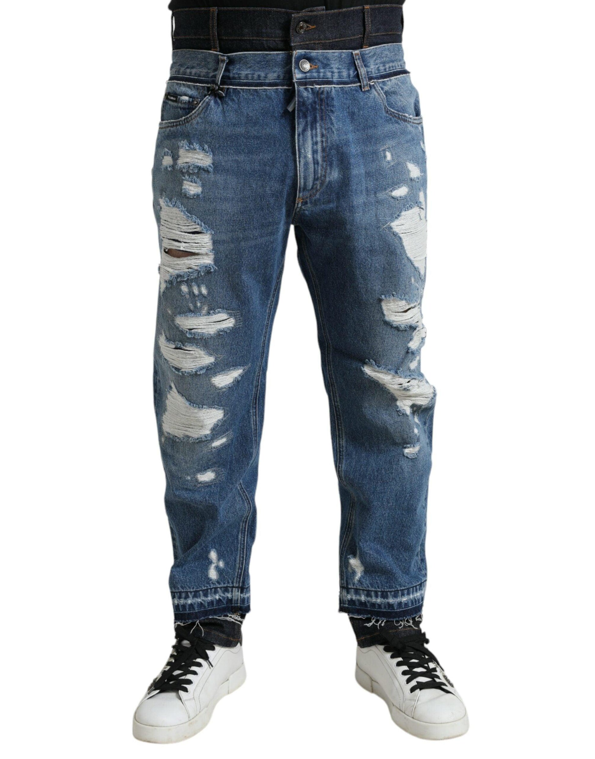 Dolce & Gabbana Chic Skinny Tattered Denim Jeans - Arichezz.store