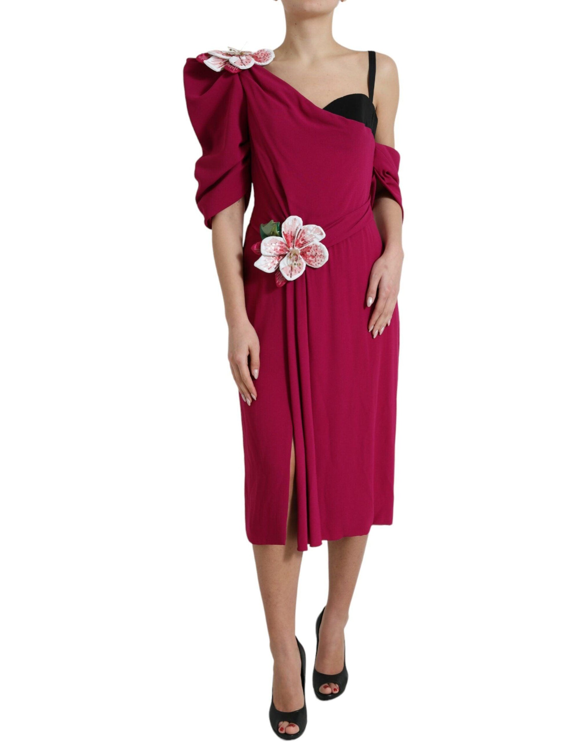 Dolce & Gabbana Elegant Purple Silk Midi Sheath Dress - Arichezz.store