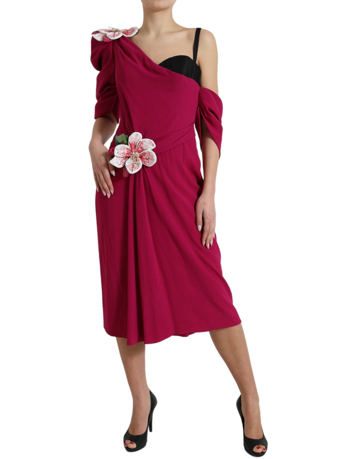 Dolce & Gabbana Elegant Purple Silk Midi Sheath Dress - Arichezz.store