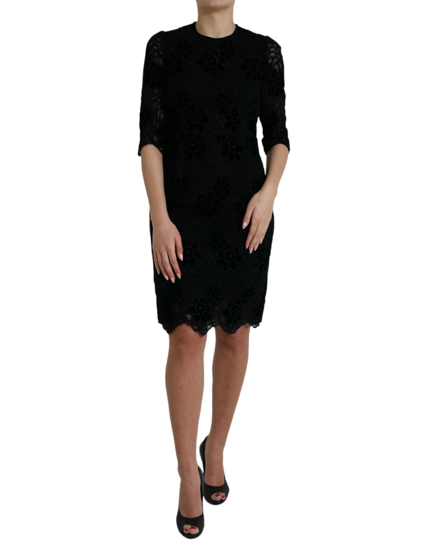 Dolce & Gabbana Elegant Floral Lace Sheath Dress - Arichezz.store