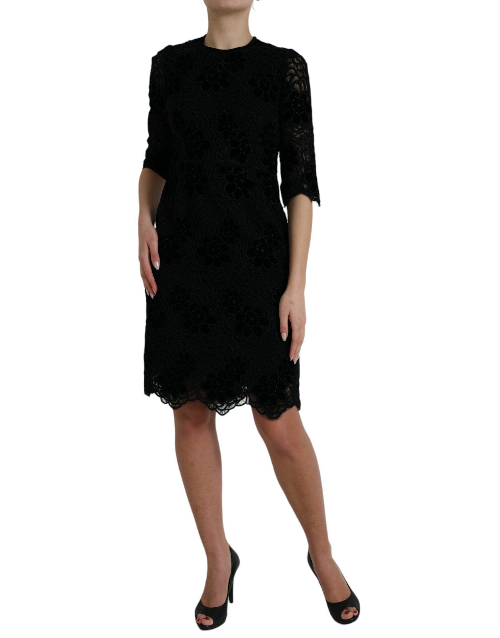 Dolce & Gabbana Elegant Floral Lace Sheath Dress - Arichezz.store