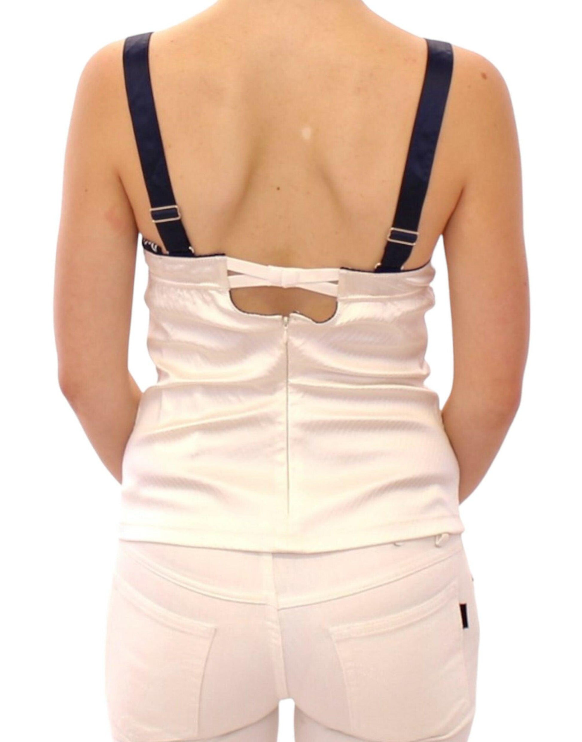 Dolce & Gabbana White Sailor Motif Stretch Tank Top - Arichezz.store