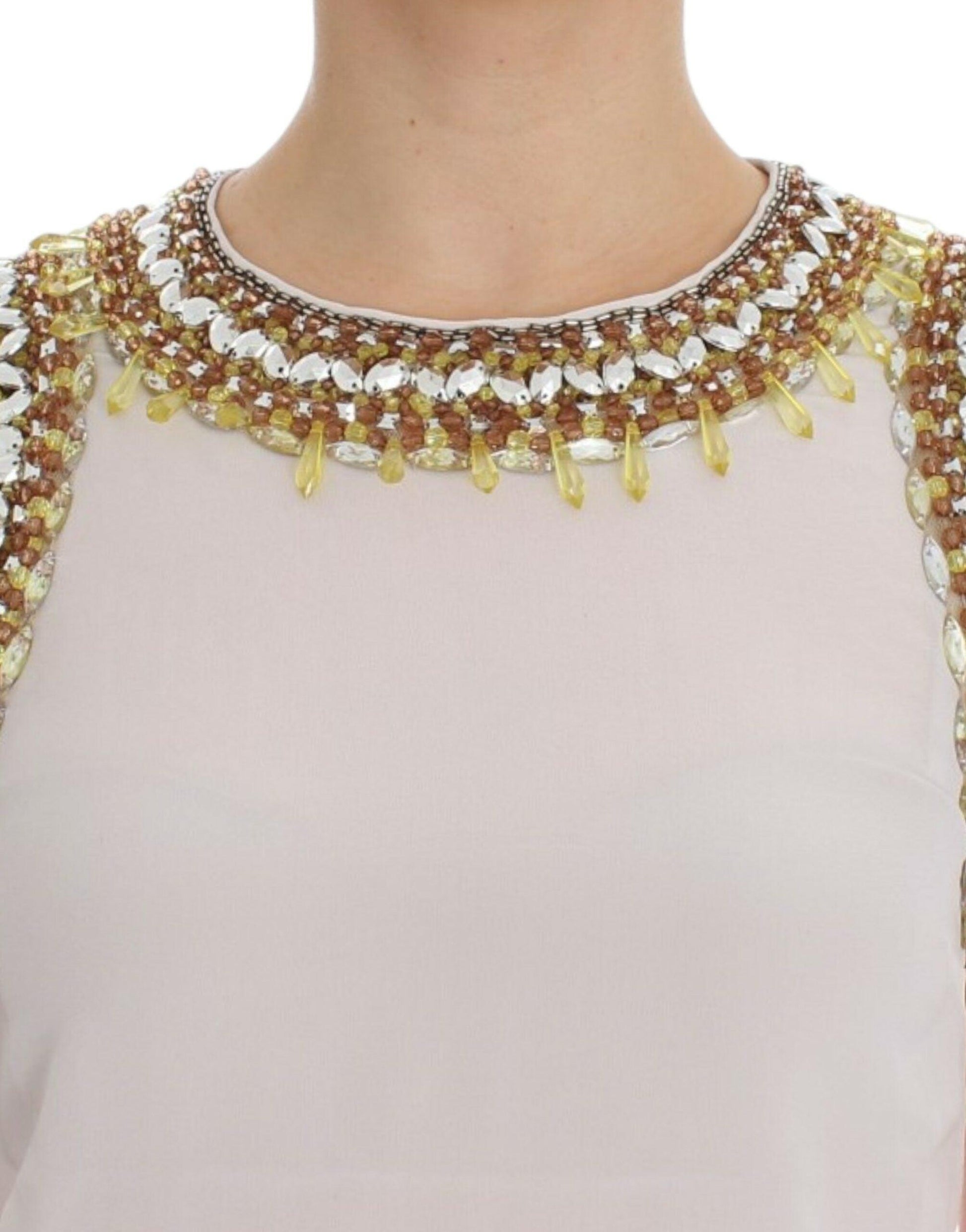 Dolce & Gabbana Elegant Sleeveless Silk Blouse with Crystal Embellishment - Arichezz.store