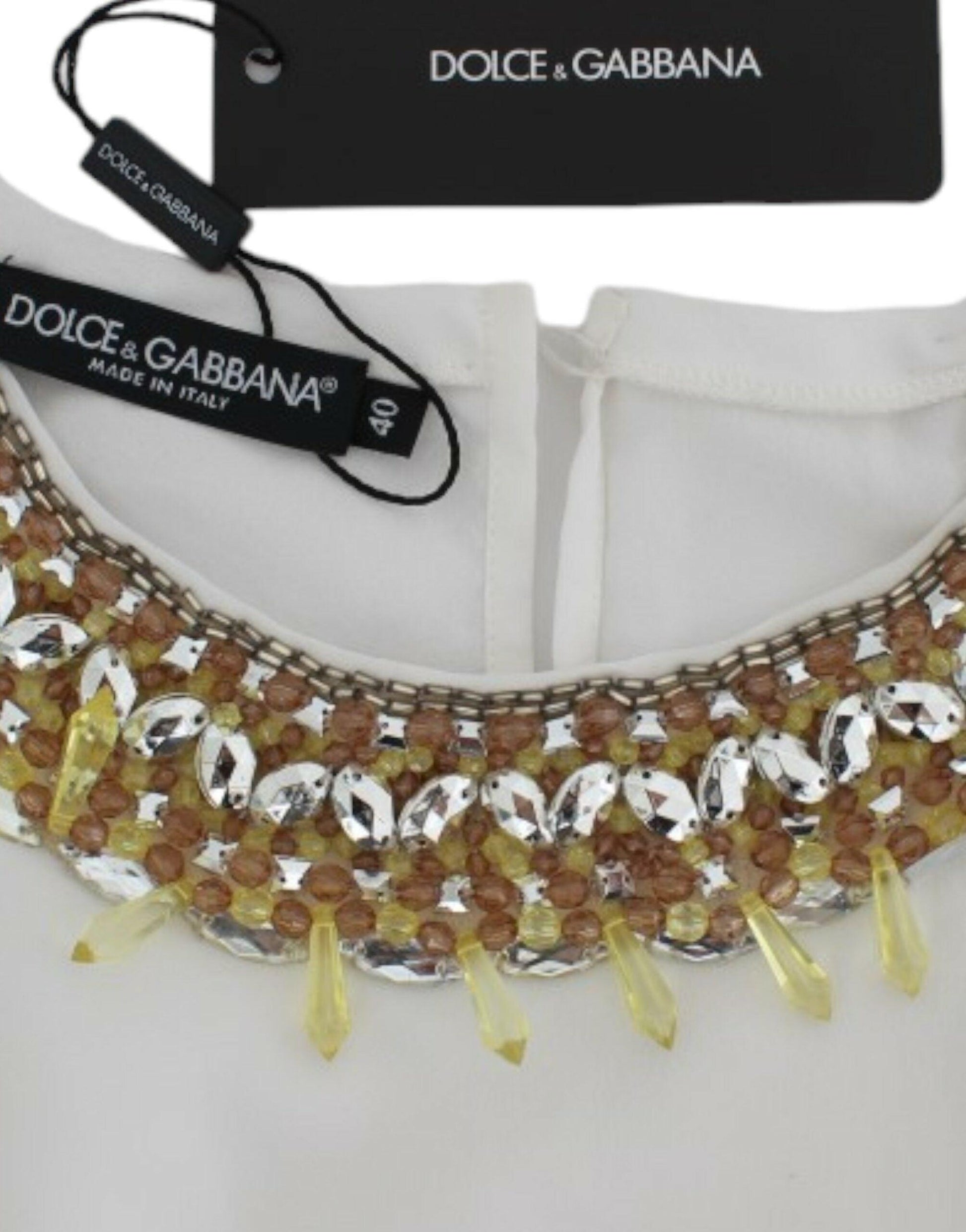 Dolce & Gabbana Elegant Sleeveless Silk Blouse with Crystal Embellishment - Arichezz.store