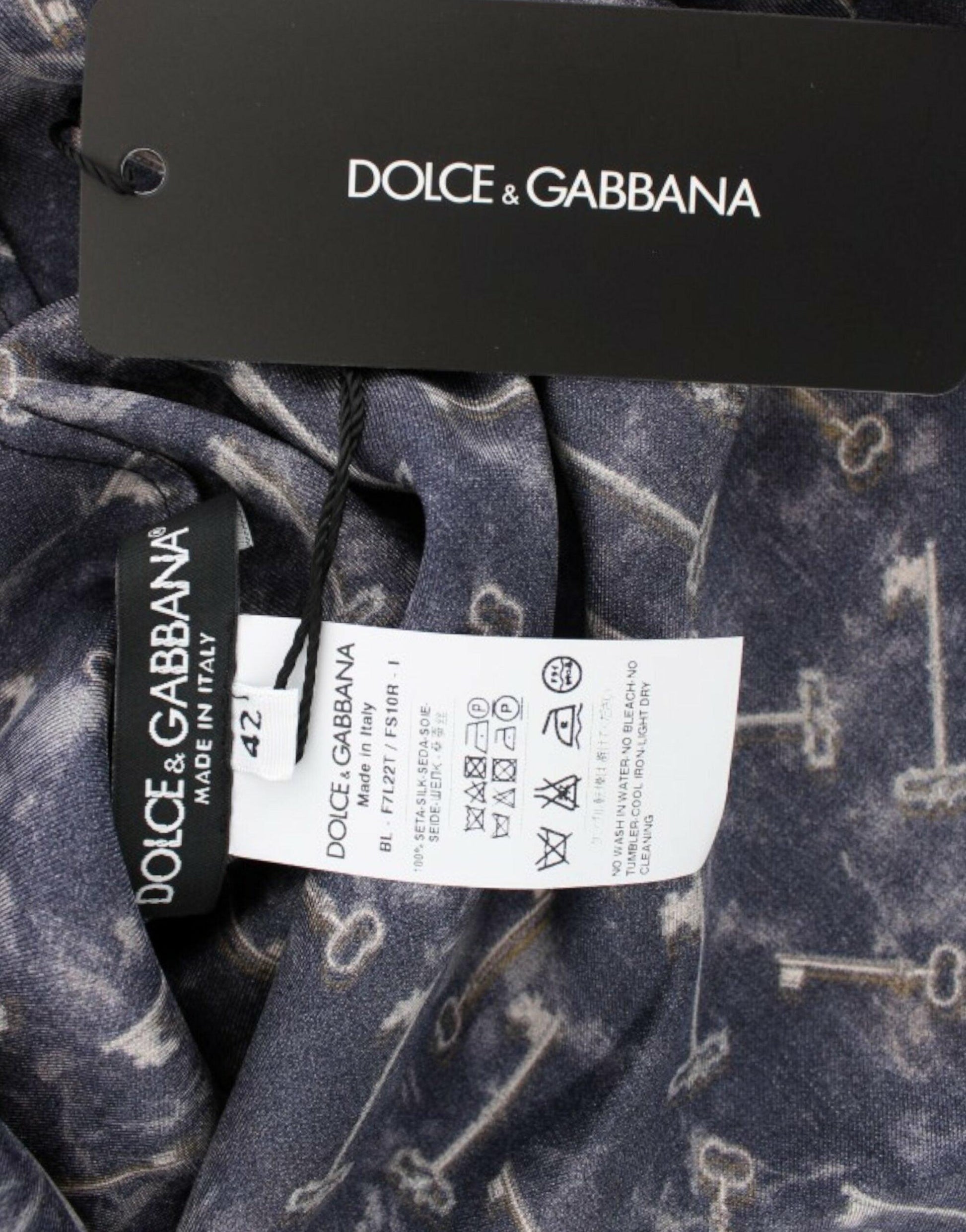 Dolce & Gabbana Enchanted Sicily Silk Blouse with Gold Keys Print - Arichezz.store