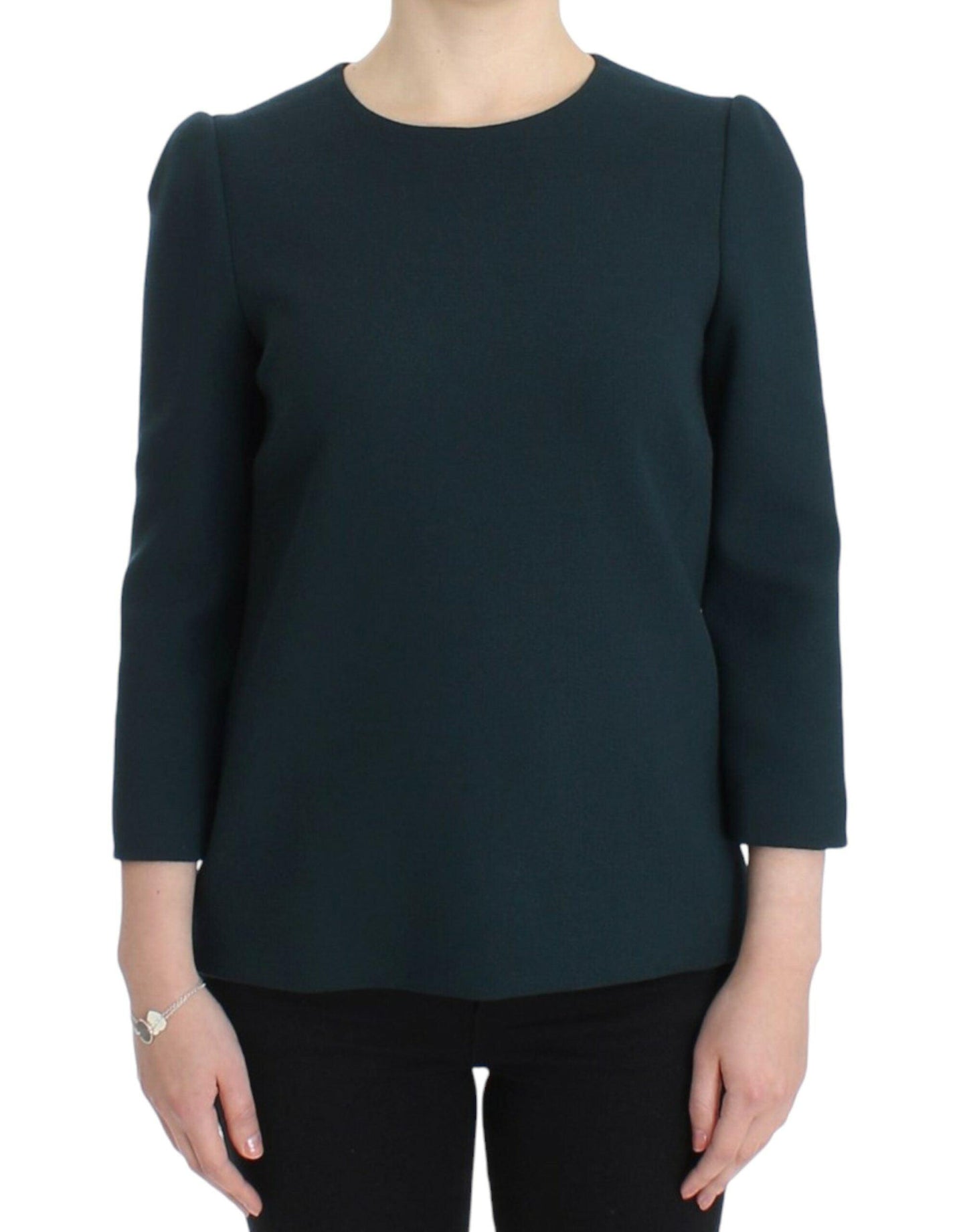 Dolce & Gabbana Enchanted Sicily Green Wool Silk Blend Blouse - Arichezz.store