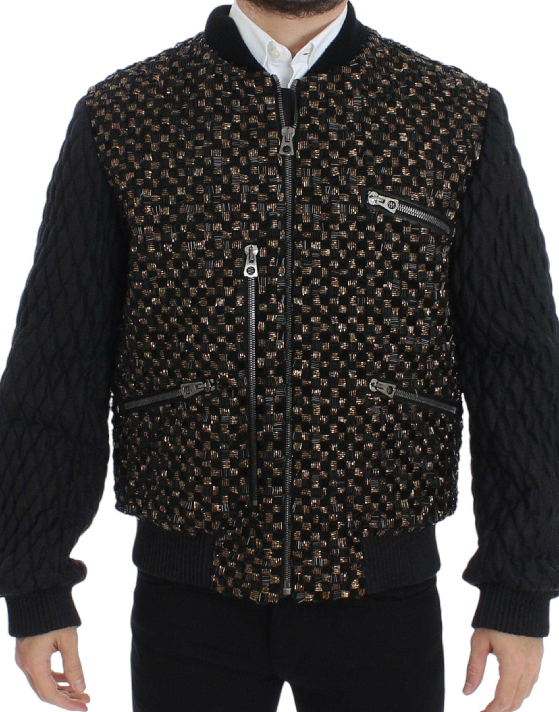 Dolce & Gabbana Elegant Black Sequined Designer Jacket - Arichezz.store