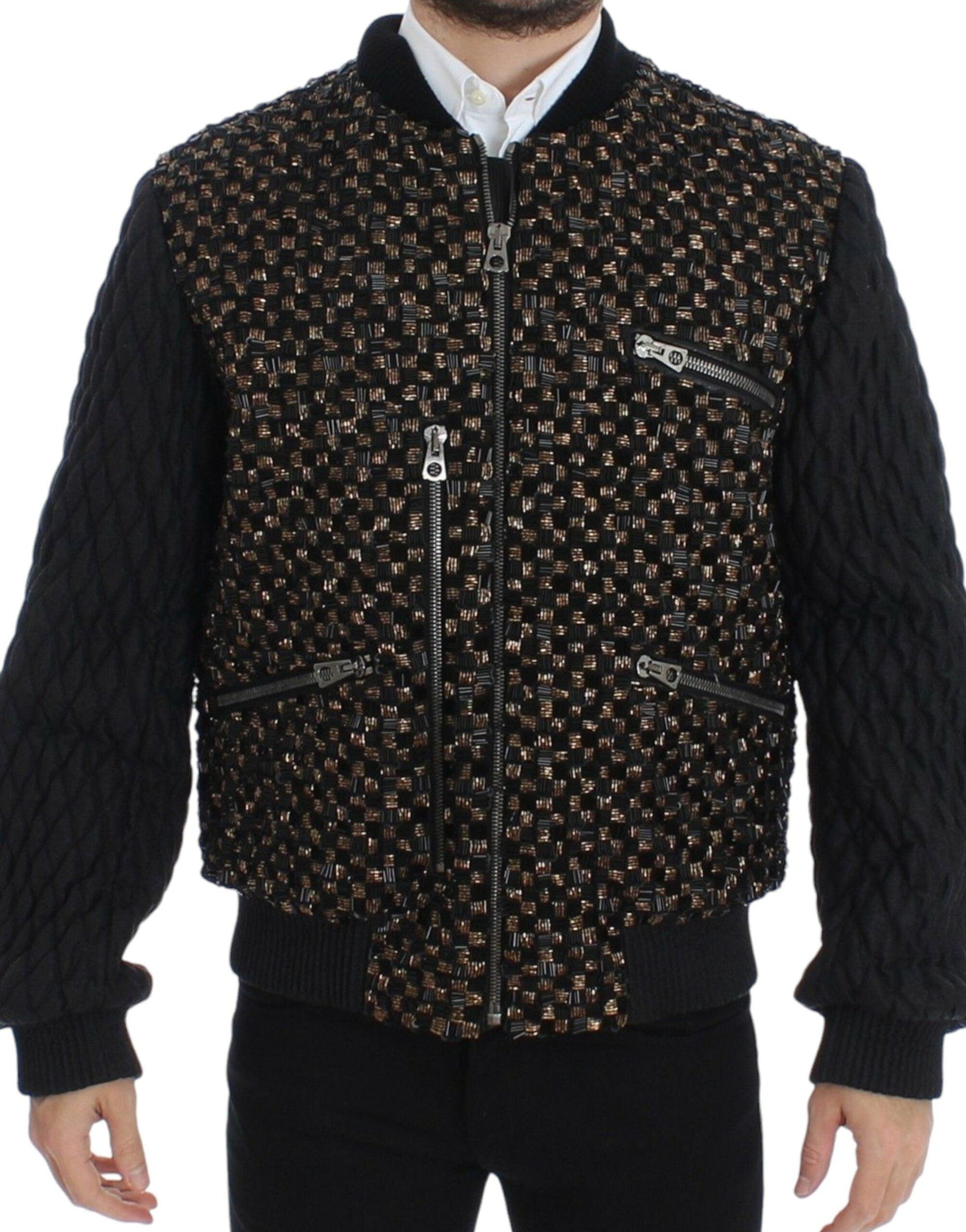 Dolce & Gabbana Elegant Black Sequined Designer Jacket - Arichezz.store