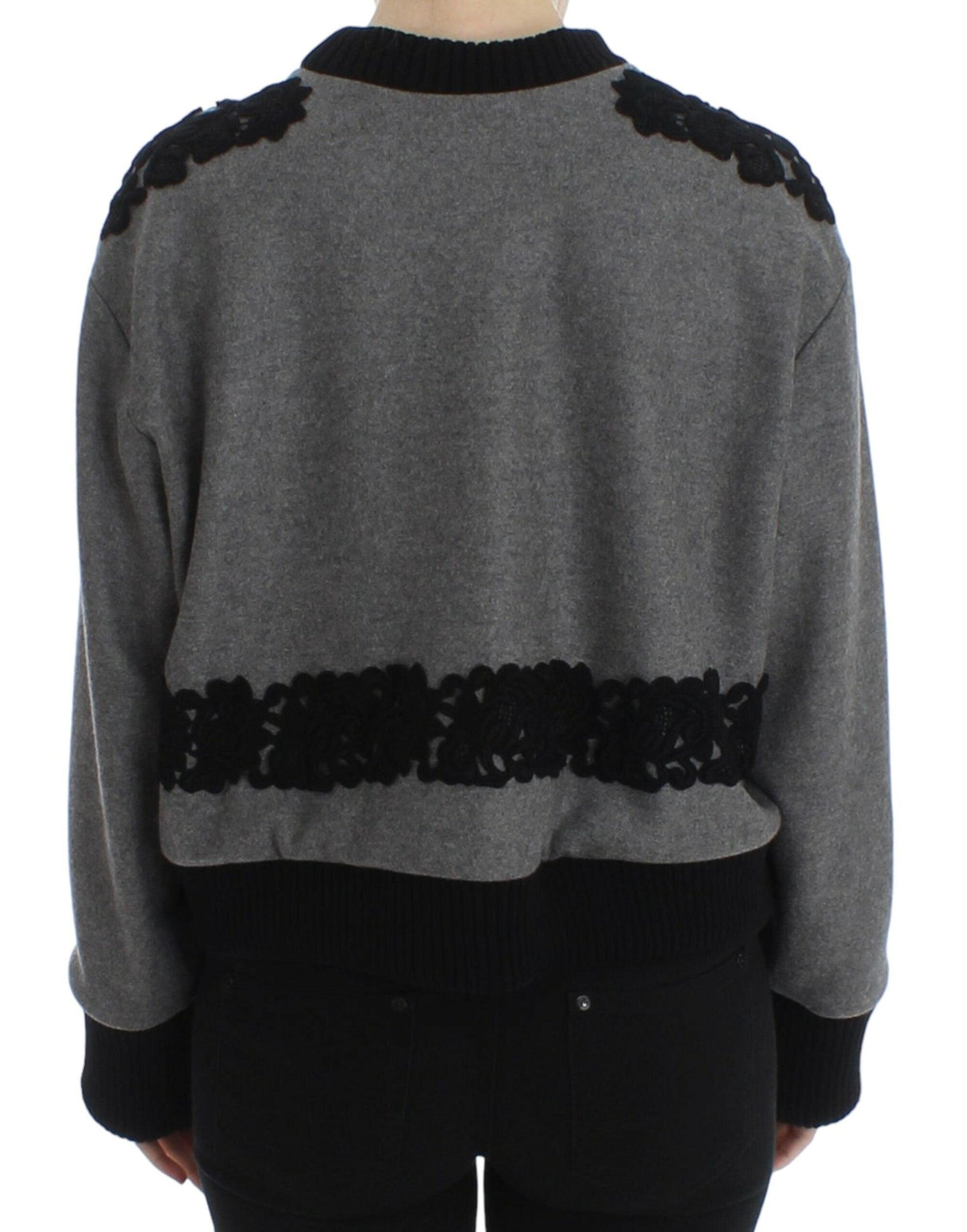 Dolce & Gabbana Elegant Gray Cashmere Blend Lace Sweater - Arichezz.store