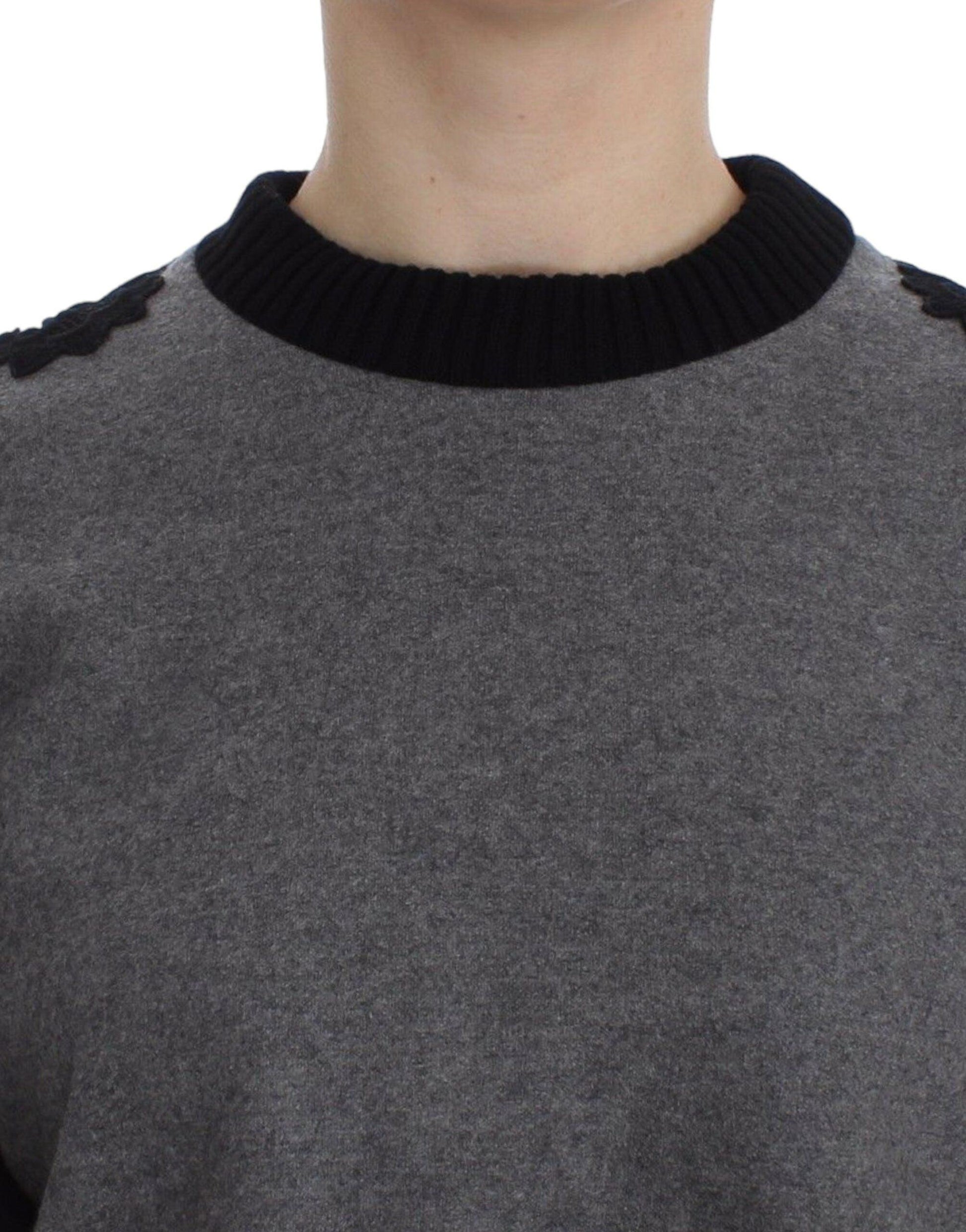 Dolce & Gabbana Elegant Gray Cashmere Blend Lace Sweater - Arichezz.store