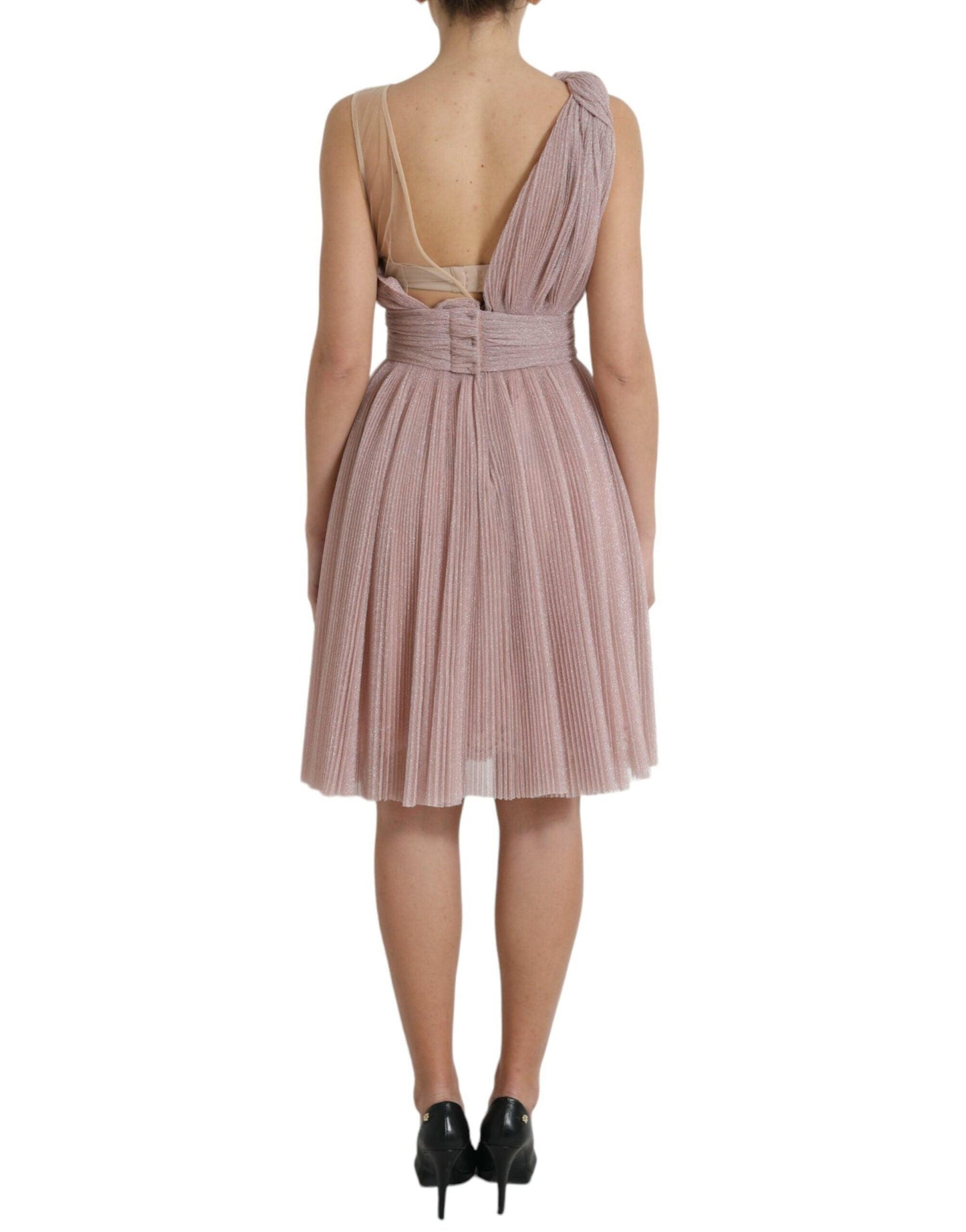 Dolce & Gabbana Elegant Asymmetrical Pink Tulle Dress - Arichezz.store