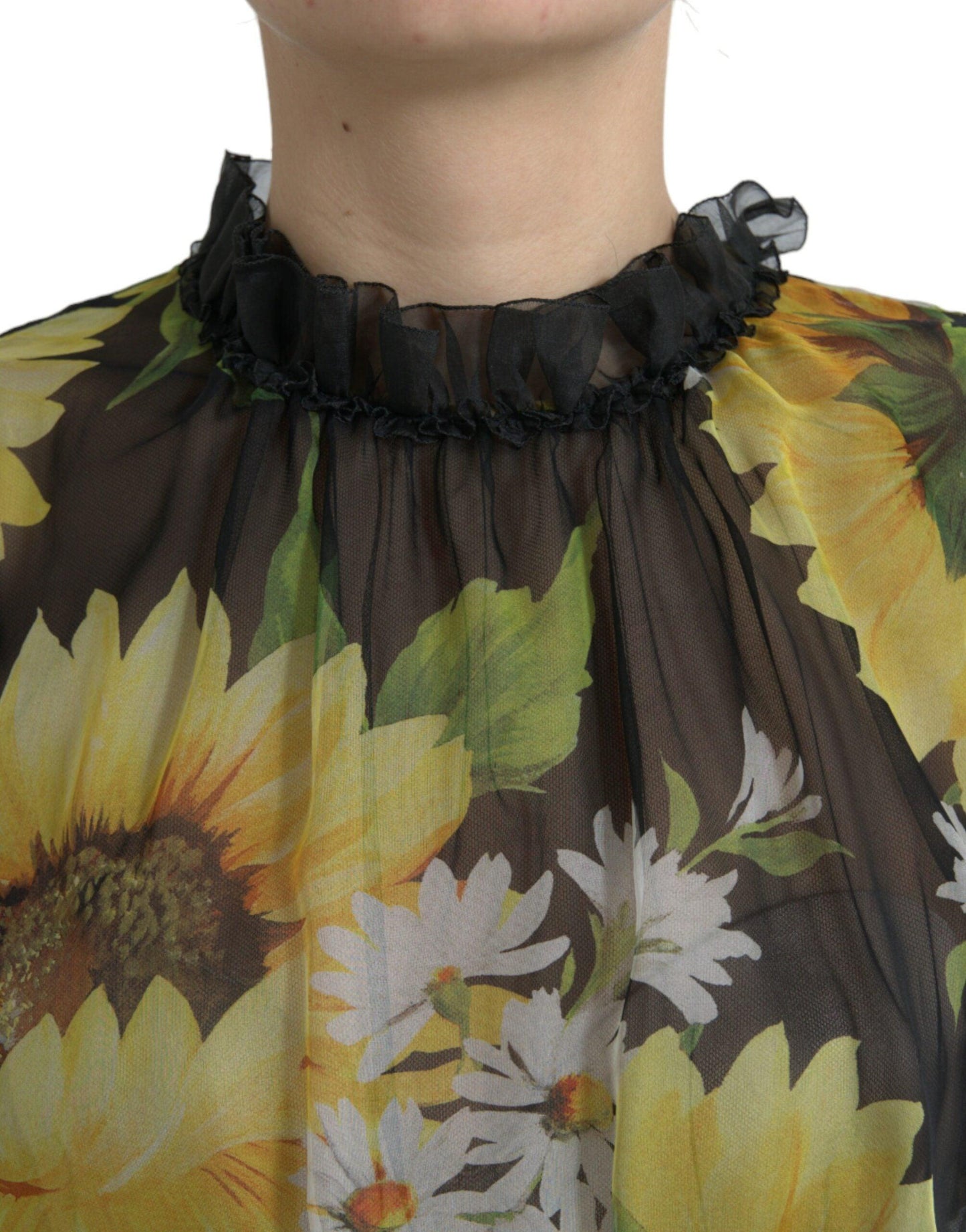 Dolce & Gabbana Elegant Sunflower Silk Maxi Dress - Arichezz.store