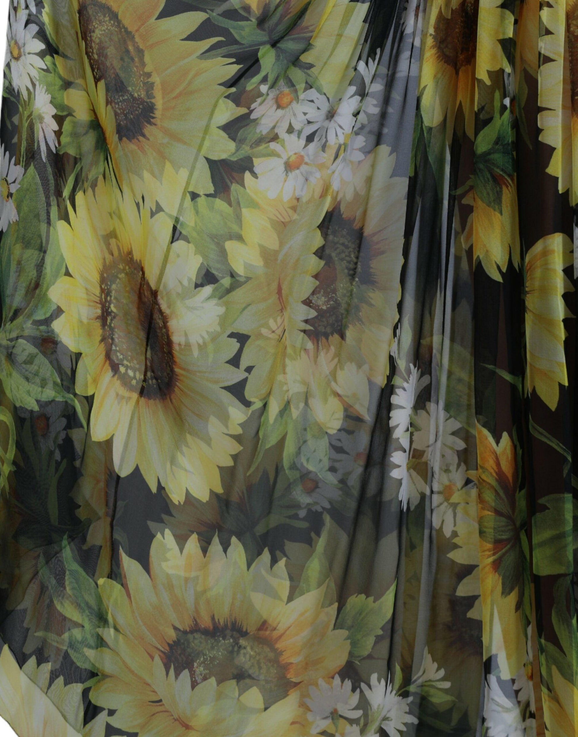 Dolce & Gabbana Elegant Sunflower Silk Maxi Dress - Arichezz.store