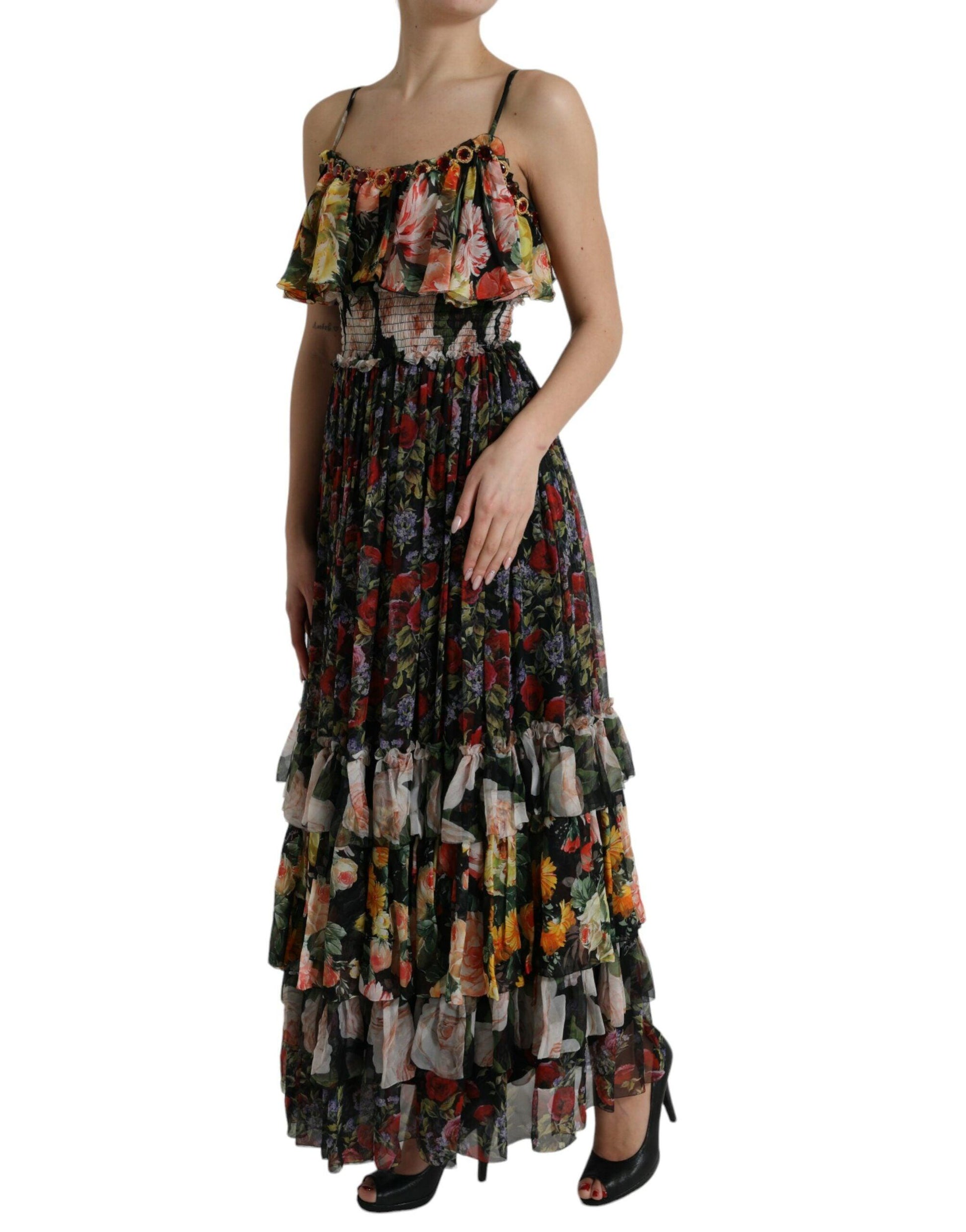 Dolce & Gabbana Vibrant Silk Floral Maxi Dress - Arichezz.store